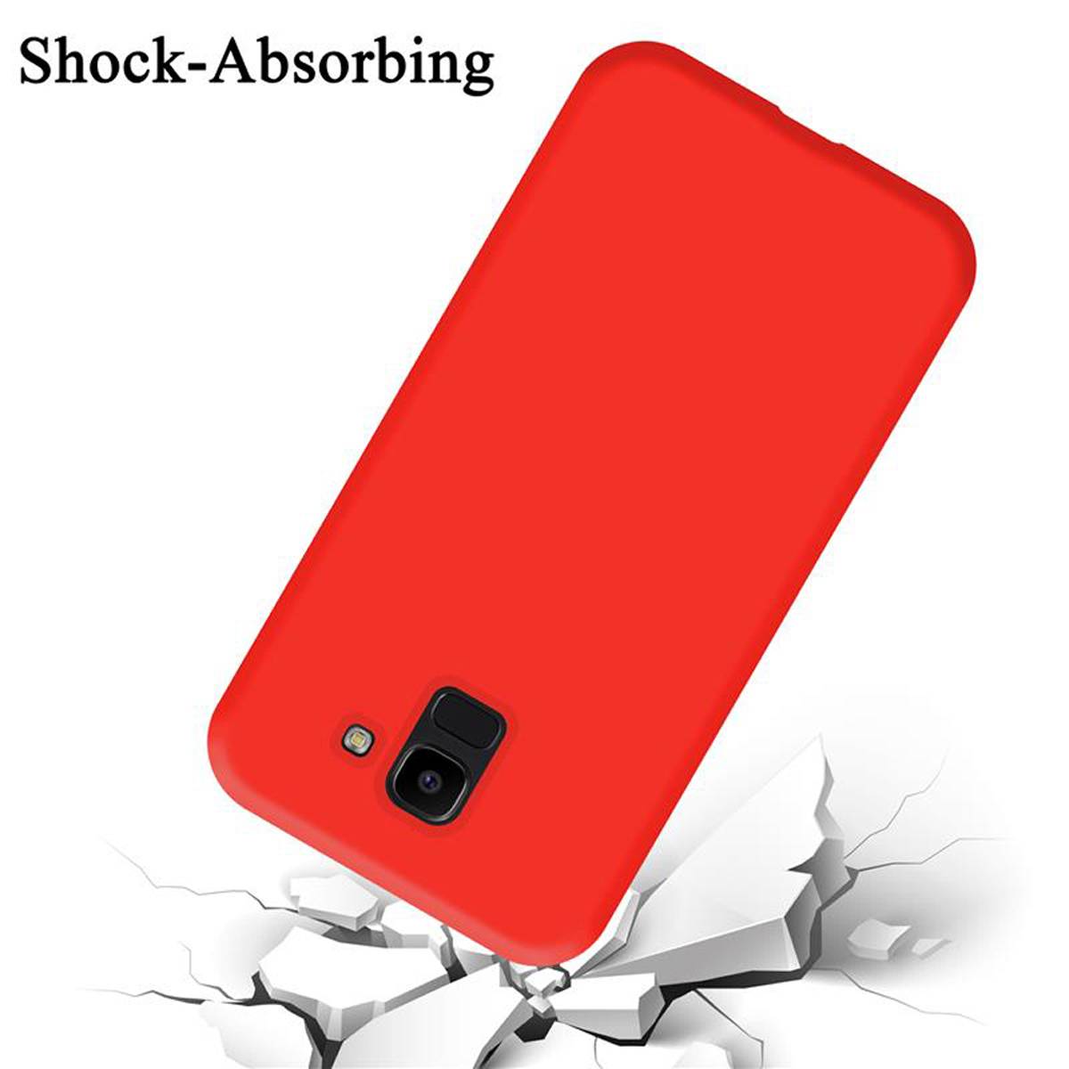 Cadorabo Schutzhülle für Samsung Galaxy J6 2018 Hülle in Rot Handyhülle Case Cover TPU Etui