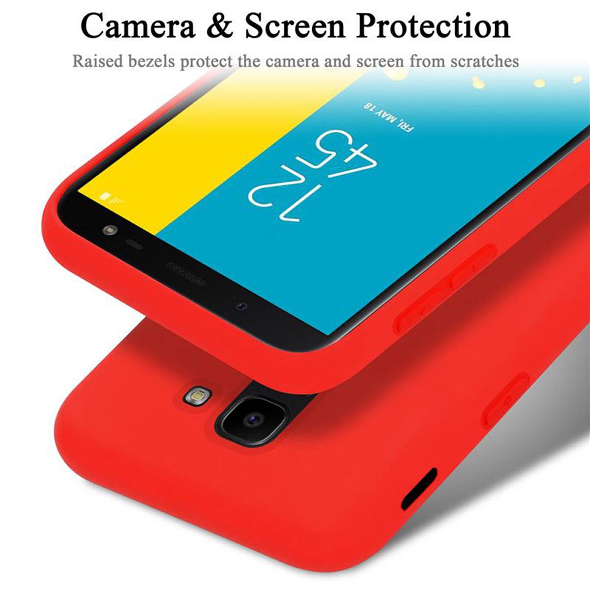 Cadorabo Schutzhülle für Samsung Galaxy J6 2018 Hülle in Rot Handyhülle Case Cover TPU Etui