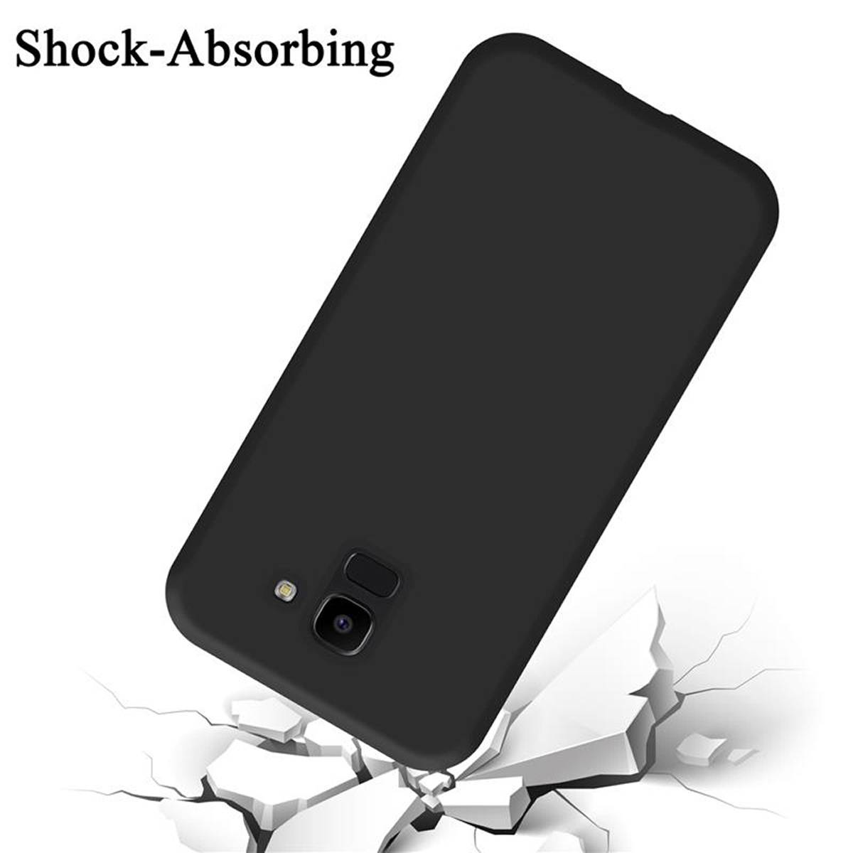 Cadorabo Schutzhülle für Samsung Galaxy J6 2018 Hülle in Schwarz Handyhülle Case Cover TPU Etui