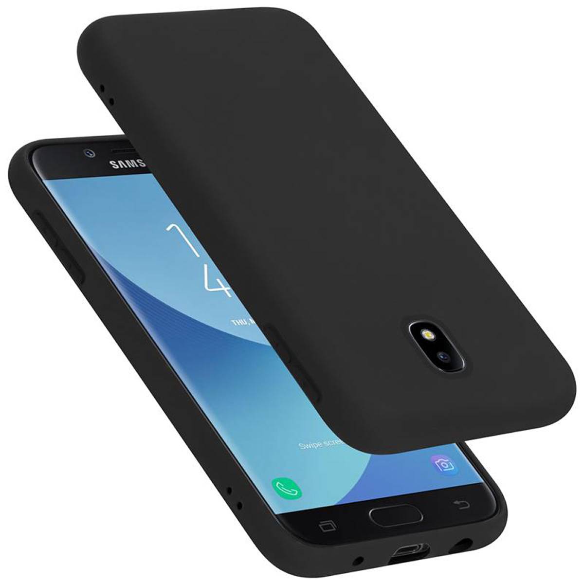 Cadorabo Schutzhülle für Samsung Galaxy J5 2017 Hülle in Schwarz Handyhülle Case Cover TPU Etui
