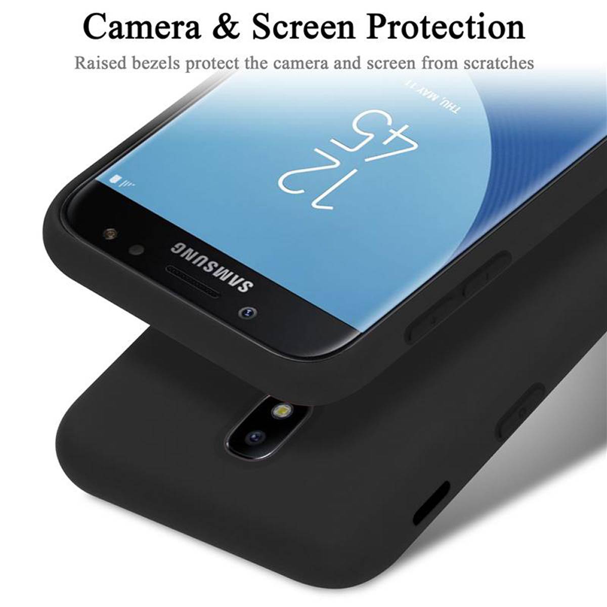 Cadorabo Schutzhülle für Samsung Galaxy J5 2017 Hülle in Schwarz Handyhülle Case Cover TPU Etui