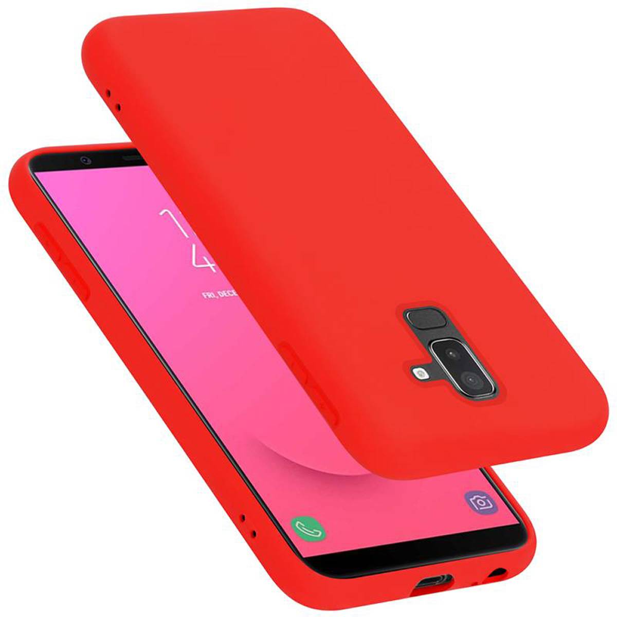 Cadorabo Schutzhülle für Samsung Galaxy A6 PLUS 2018 Hülle in Rot Handyhülle Case Cover TPU Etui