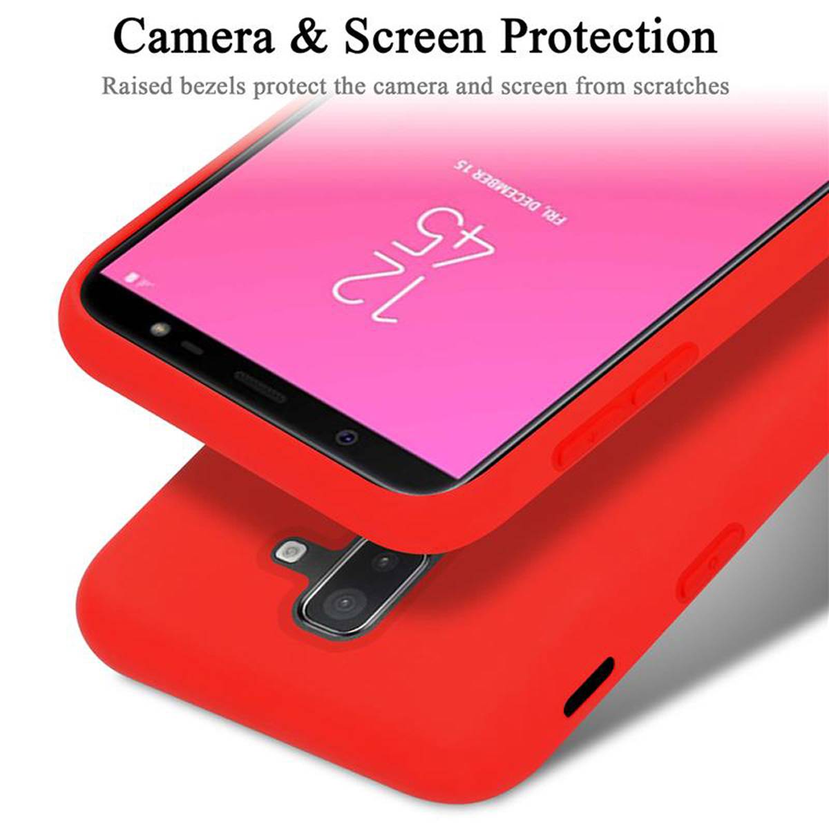 Cadorabo Schutzhülle für Samsung Galaxy A6 PLUS 2018 Hülle in Rot Handyhülle Case Cover TPU Etui