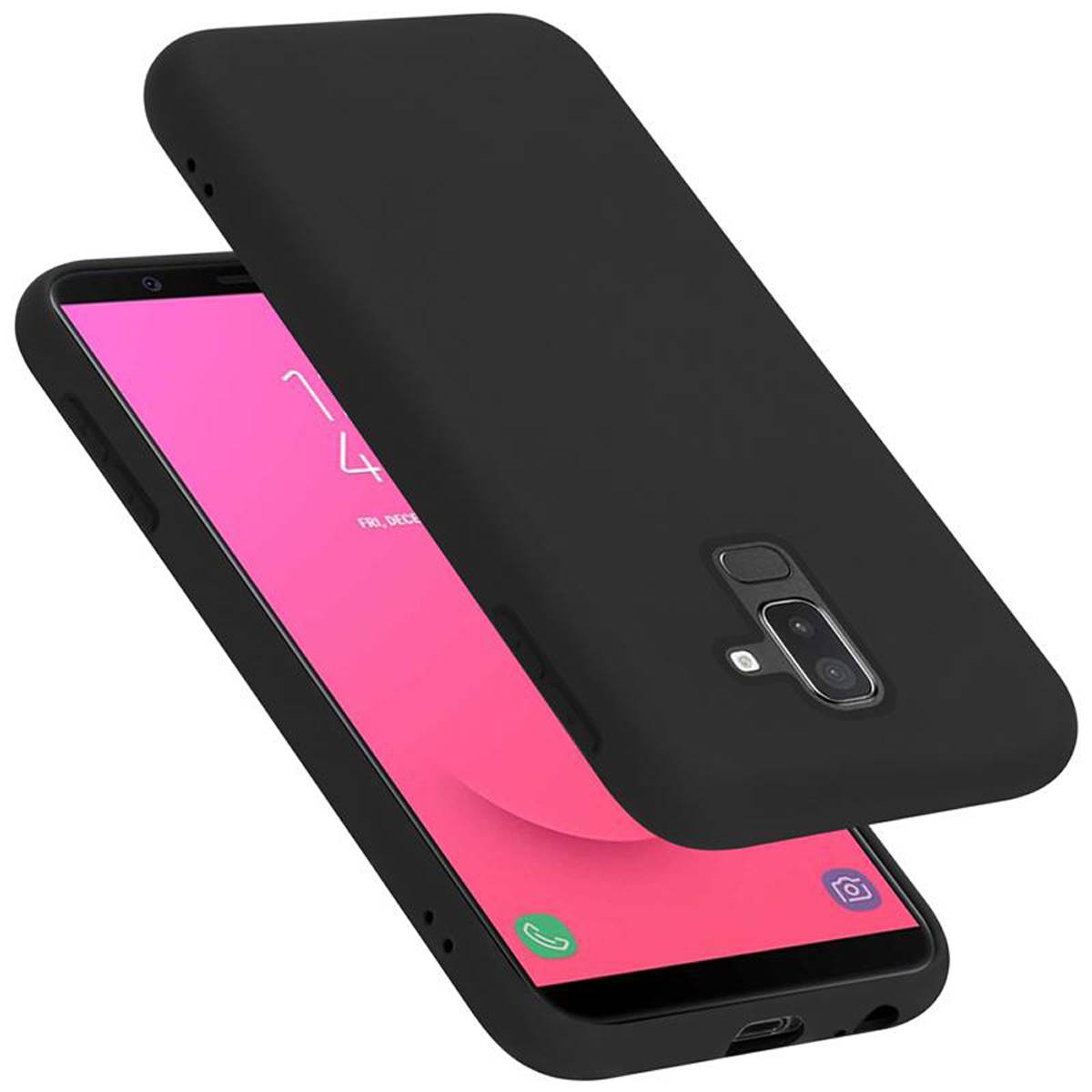 Cadorabo Schutzhülle für Samsung Galaxy A6 PLUS 2018 Hülle in Schwarz Handyhülle Case Cover TPU Etui