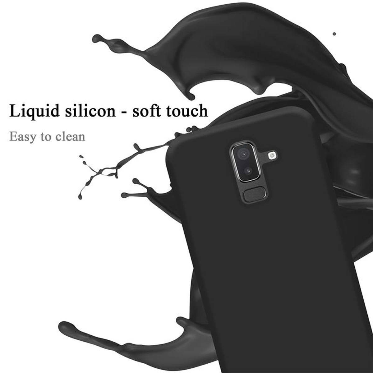 Cadorabo Schutzhülle für Samsung Galaxy A6 PLUS 2018 Hülle in Schwarz Handyhülle Case Cover TPU Etui