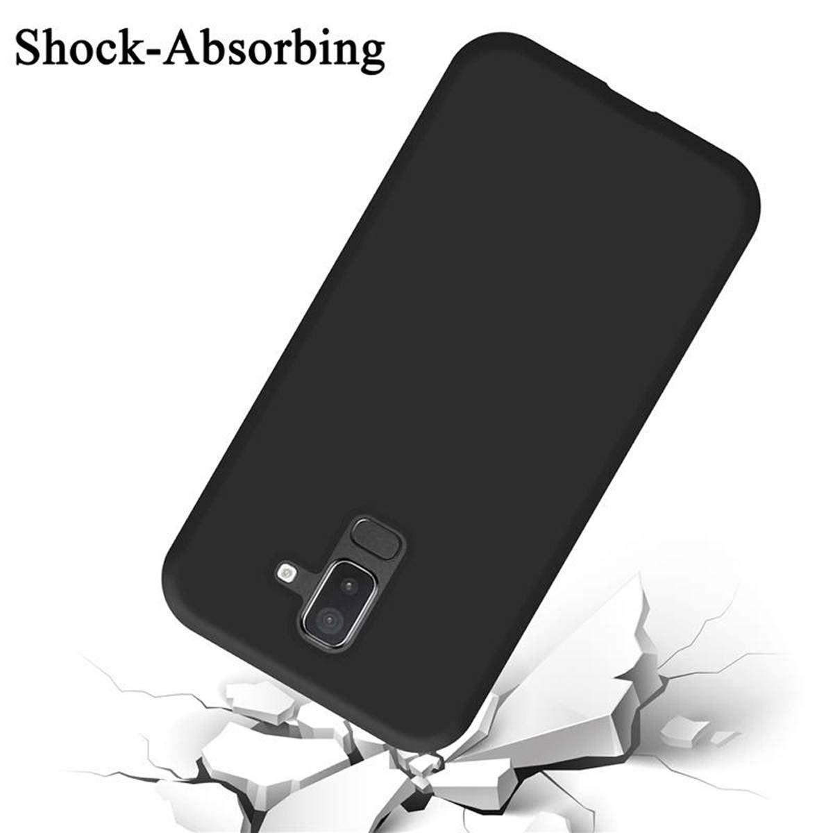 Cadorabo Schutzhülle für Samsung Galaxy A6 PLUS 2018 Hülle in Schwarz Handyhülle Case Cover TPU Etui