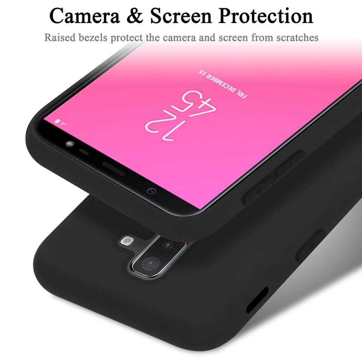 Cadorabo Schutzhülle für Samsung Galaxy A6 PLUS 2018 Hülle in Schwarz Handyhülle Case Cover TPU Etui