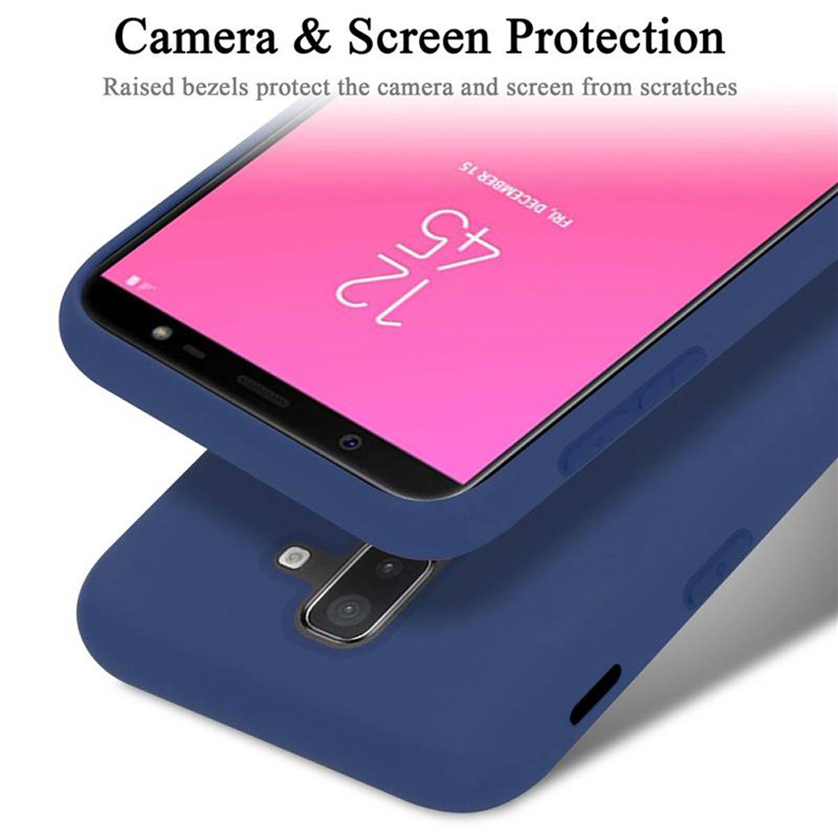 Cadorabo Schutzhülle für Samsung Galaxy A6 PLUS 2018 Hülle in Blau Handyhülle Case Cover TPU Etui
