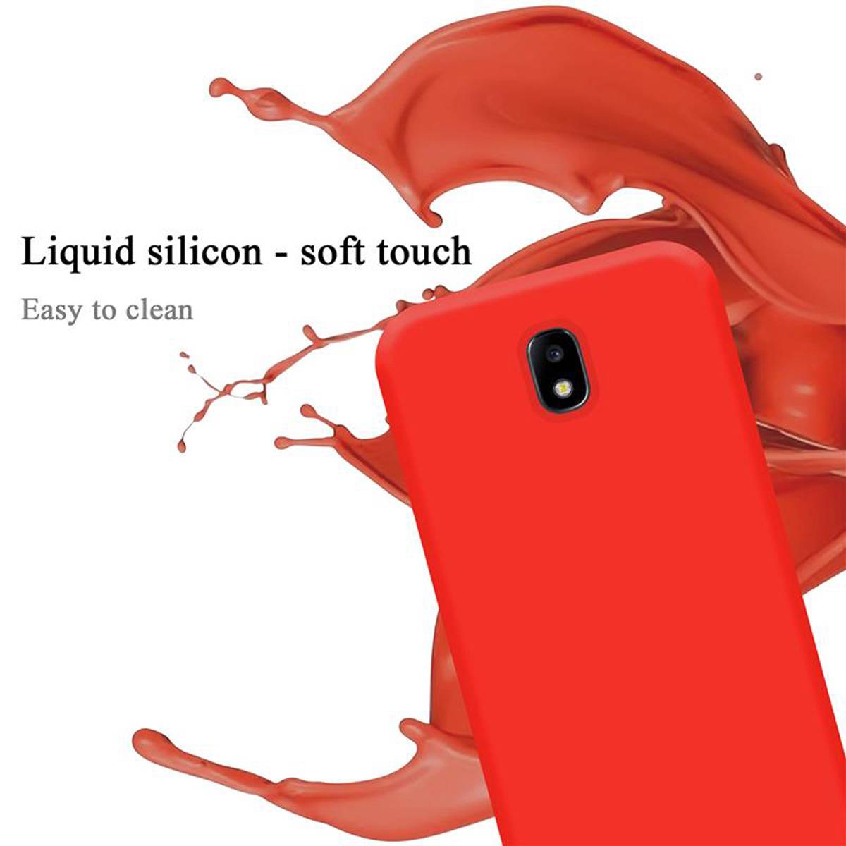 Cadorabo Schutzhülle für Samsung Galaxy J7 2017 Hülle in Rot Handyhülle Case Cover TPU Etui
