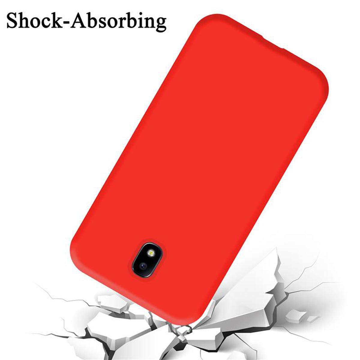 Cadorabo Schutzhülle für Samsung Galaxy J7 2017 Hülle in Rot Handyhülle Case Cover TPU Etui