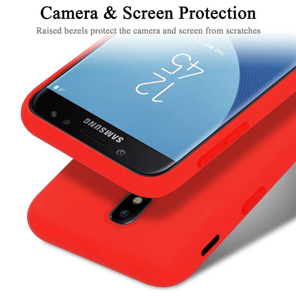 Cadorabo Schutzhülle für Samsung Galaxy J7 2017 Hülle in Rot Handyhülle Case Cover TPU Etui