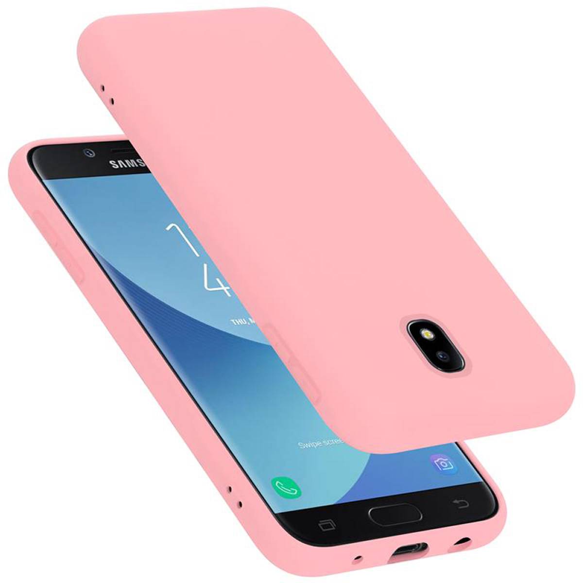 Cadorabo Schutzhülle für Samsung Galaxy J7 2017 Hülle in Rosa Handyhülle Case Cover TPU Etui