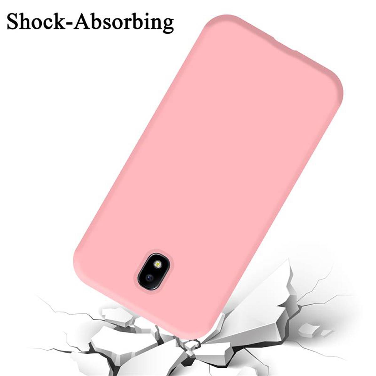 Cadorabo Schutzhülle für Samsung Galaxy J7 2017 Hülle in Rosa Handyhülle Case Cover TPU Etui
