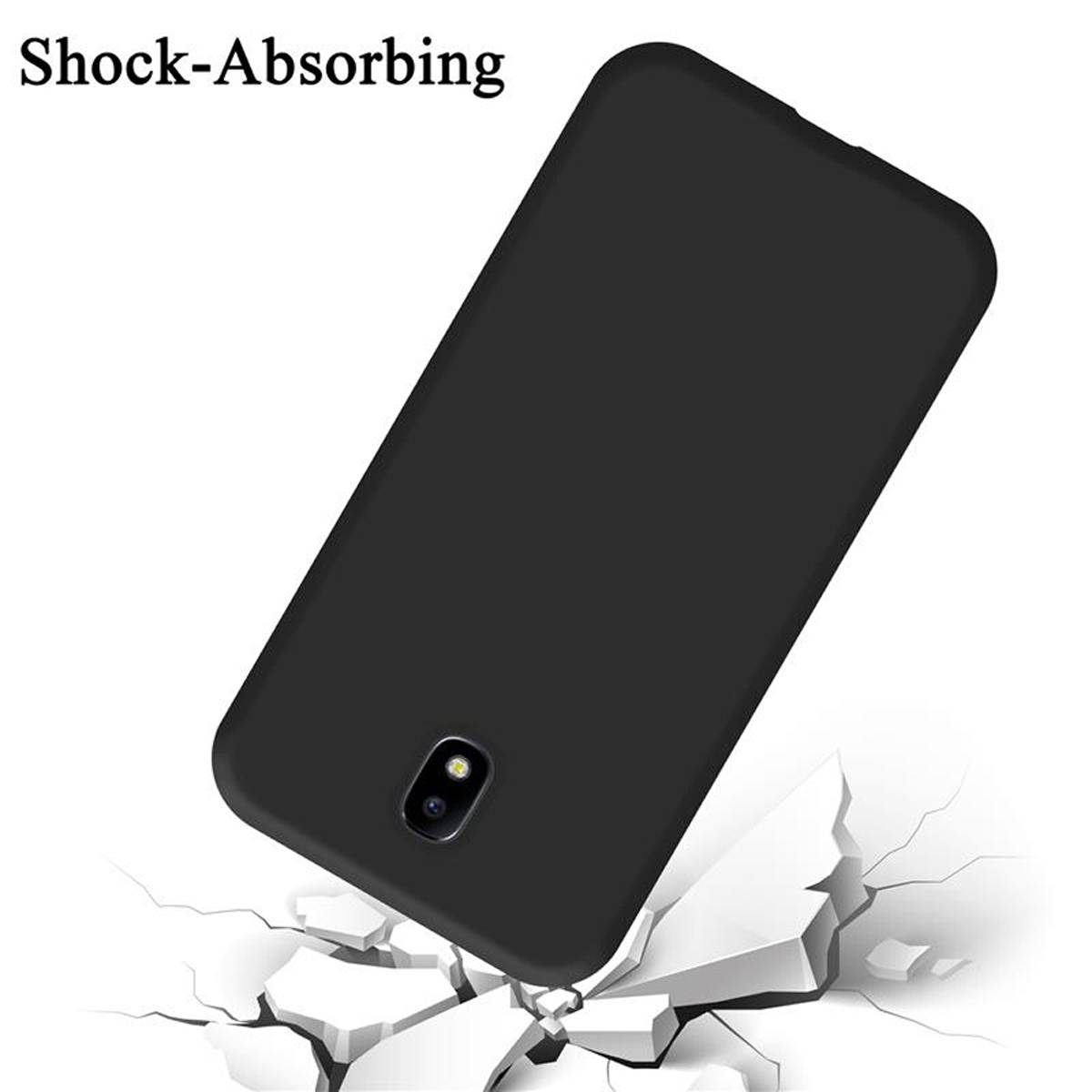 Cadorabo Schutzhülle für Samsung Galaxy J7 2017 Hülle in Schwarz Handyhülle Case Cover TPU Etui