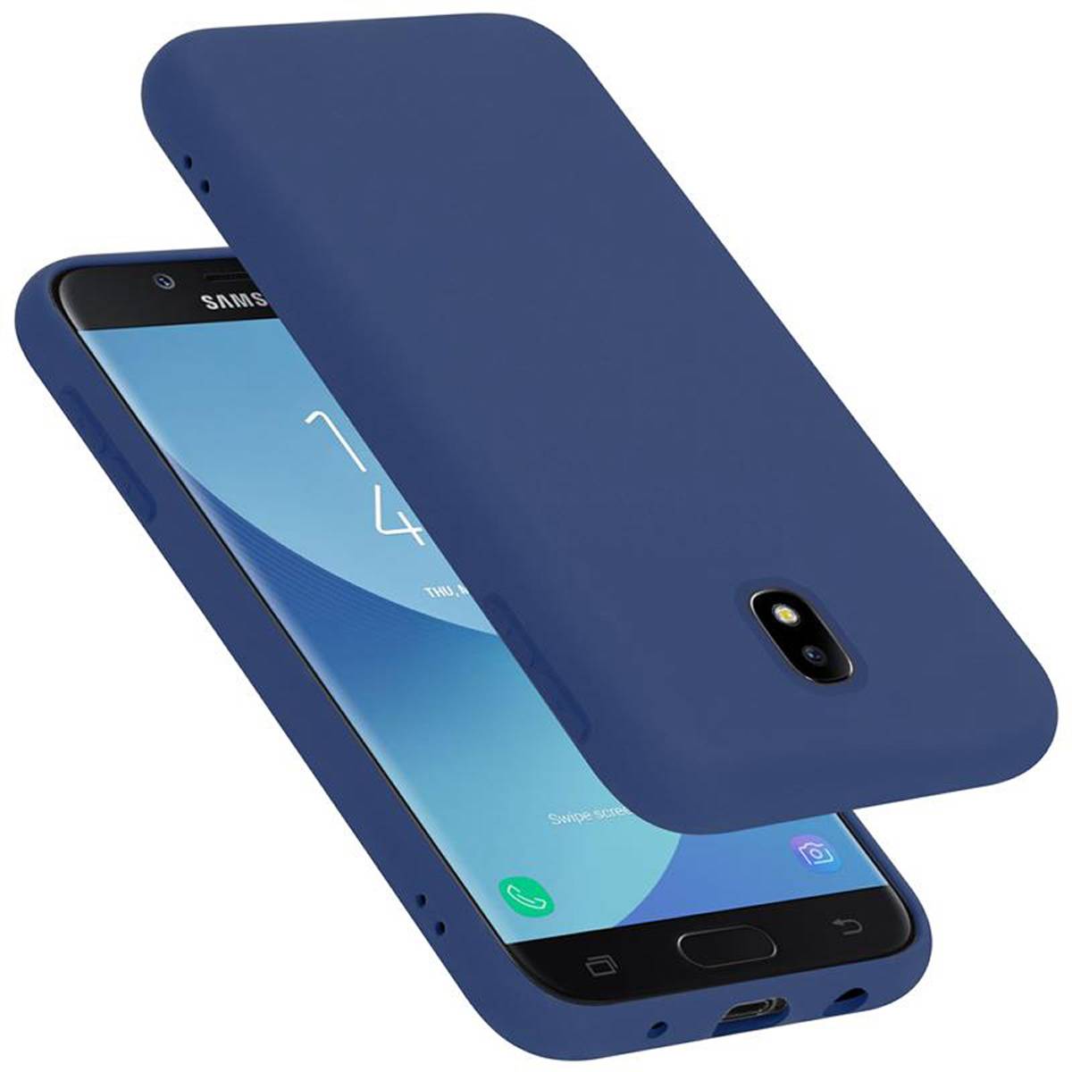 Cadorabo Schutzhülle für Samsung Galaxy J7 2017 Hülle in Blau Handyhülle Case Cover TPU Etui