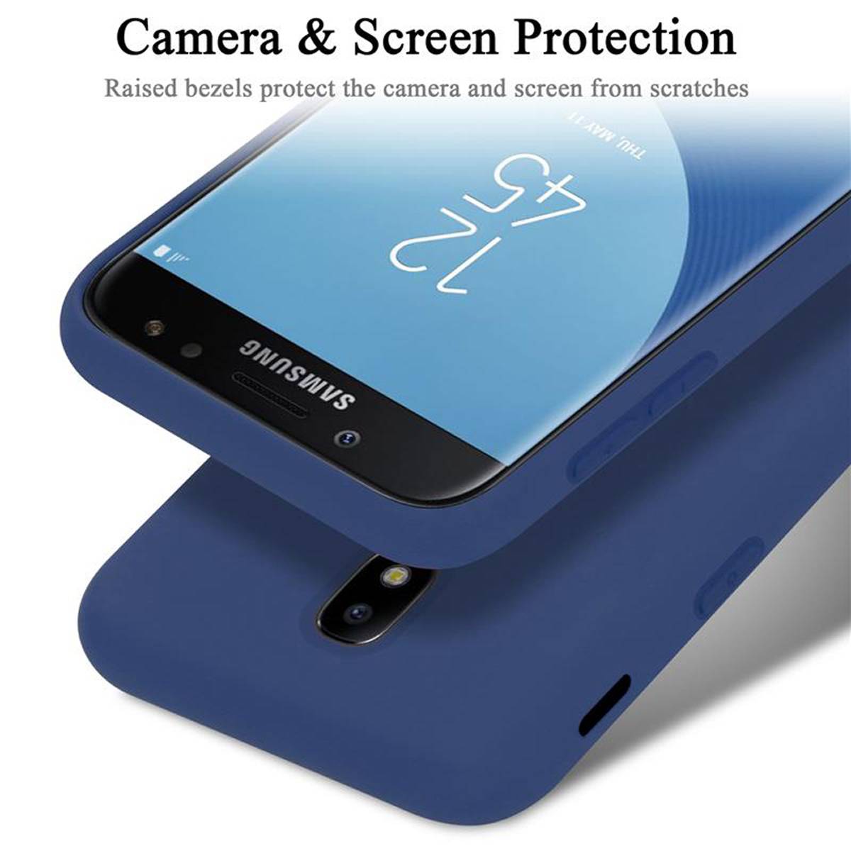 Cadorabo Schutzhülle für Samsung Galaxy J7 2017 Hülle in Blau Handyhülle Case Cover TPU Etui