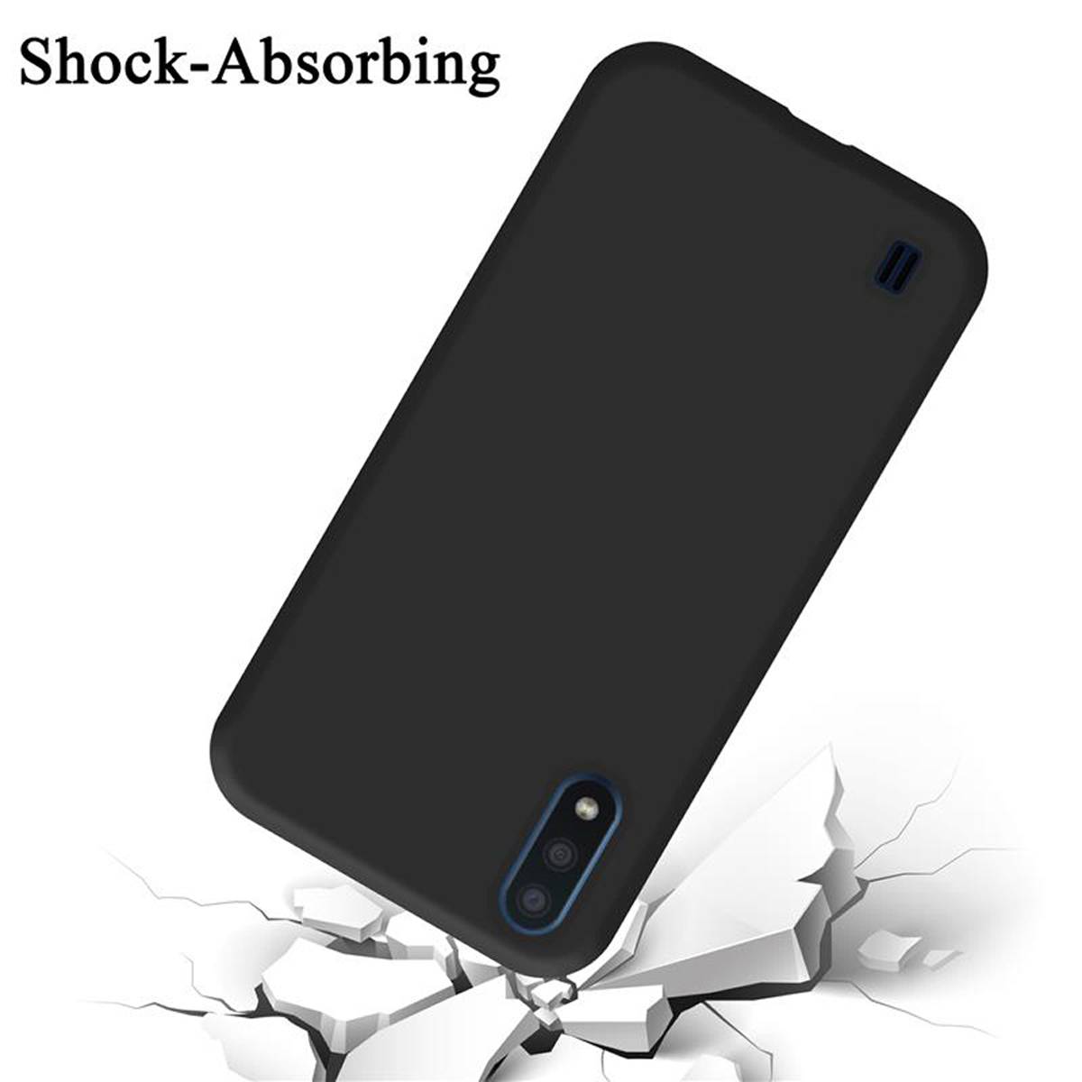 Cadorabo Schutzhülle für Samsung Galaxy A01 Hülle in Schwarz Handyhülle Case Cover TPU Etui