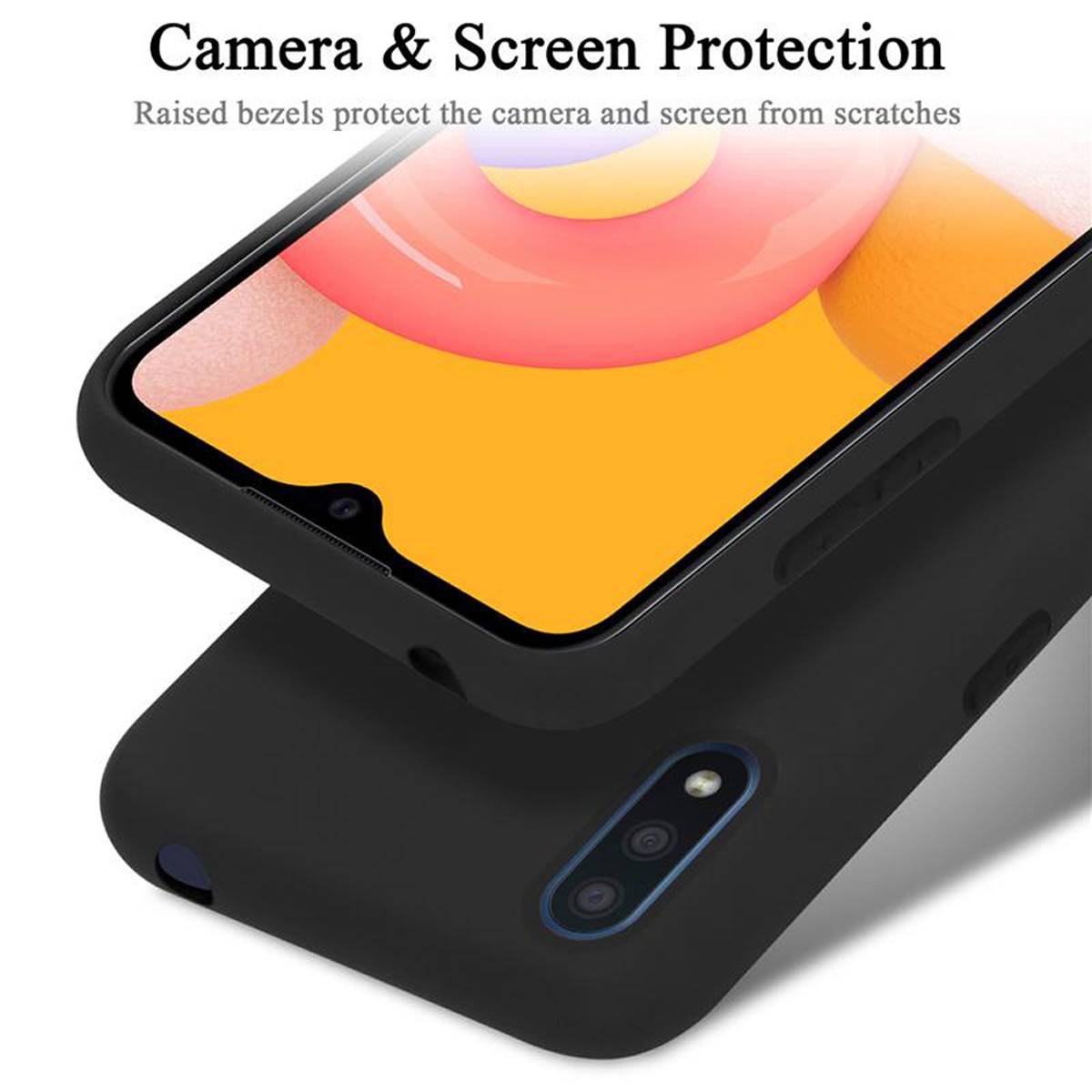 Cadorabo Schutzhülle für Samsung Galaxy A01 Hülle in Schwarz Handyhülle Case Cover TPU Etui