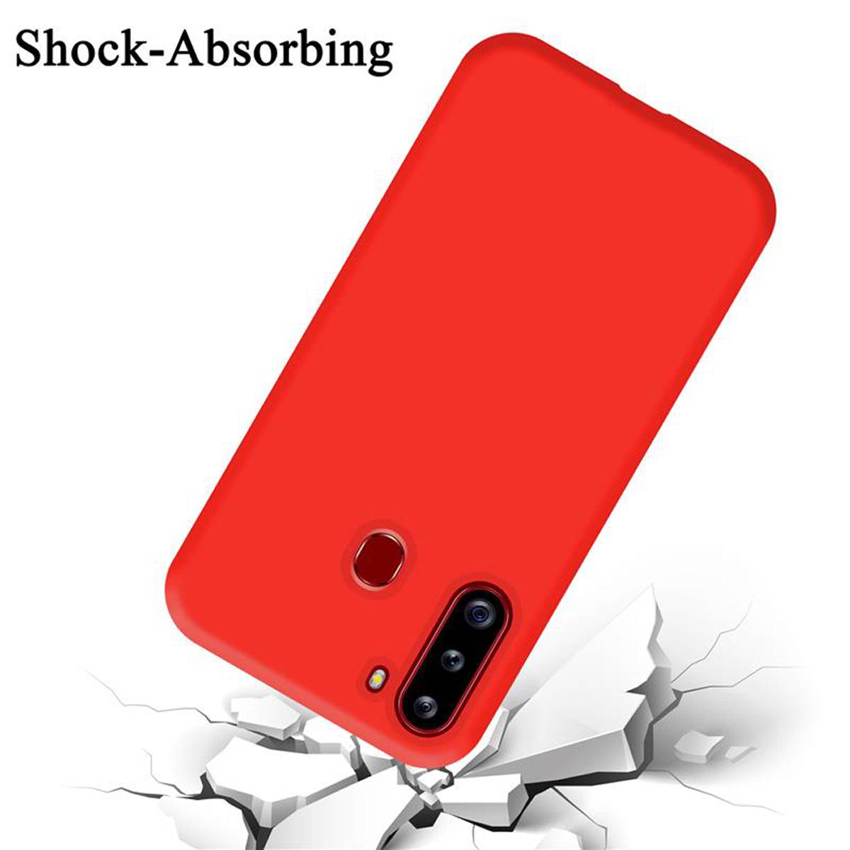Cadorabo Schutzhülle für Samsung Galaxy A21 Hülle in Rot Handyhülle Case Cover TPU Etui