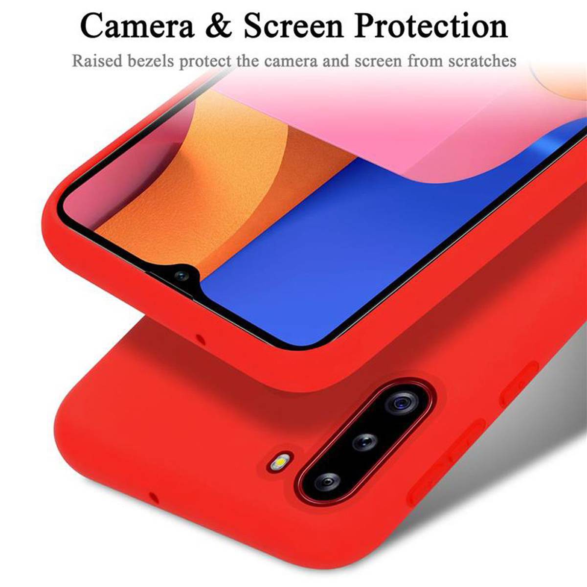 Cadorabo Schutzhülle für Samsung Galaxy A21 Hülle in Rot Handyhülle Case Cover TPU Etui