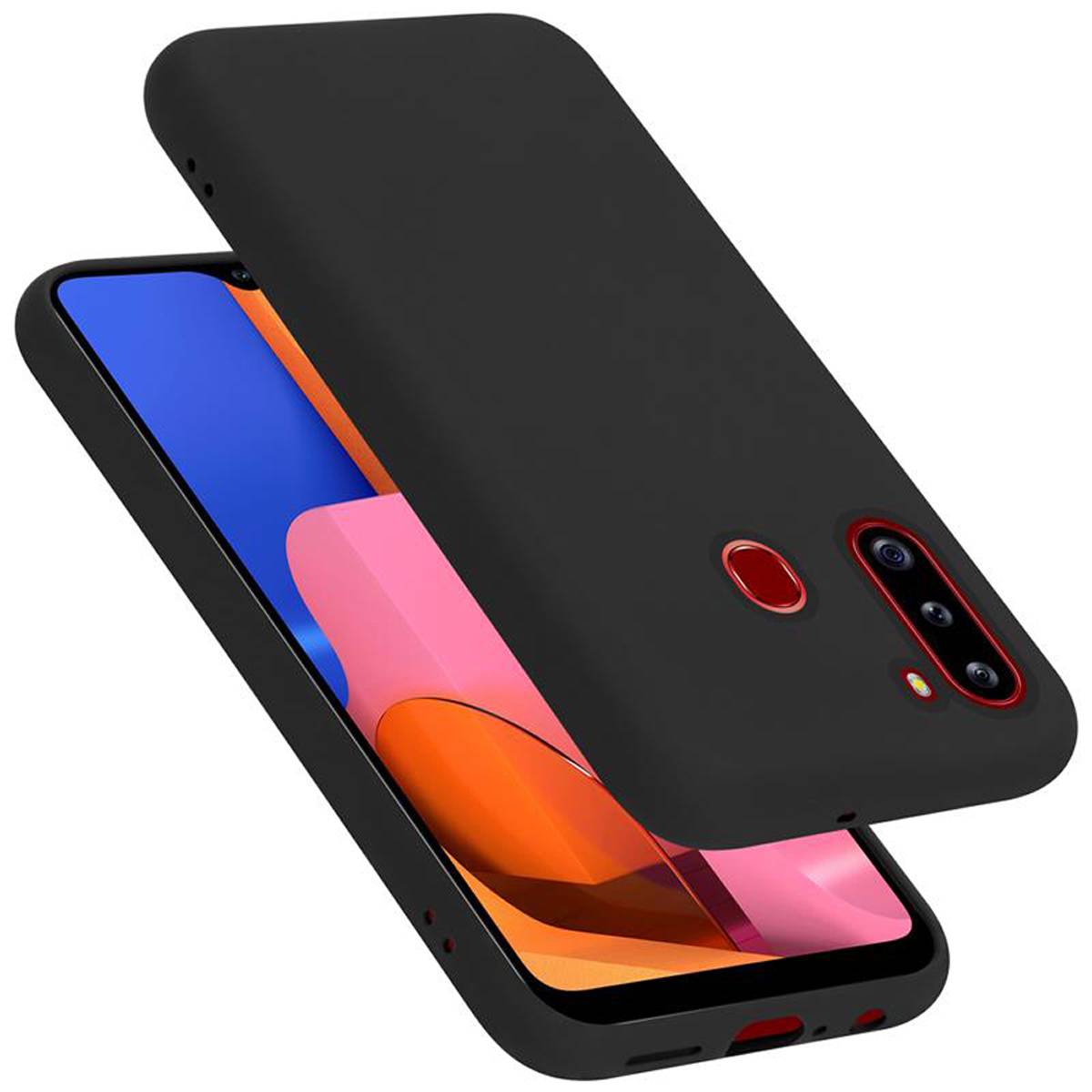 Cadorabo Schutzhülle für Samsung Galaxy A21 Hülle in Schwarz Handyhülle Case Cover TPU Etui