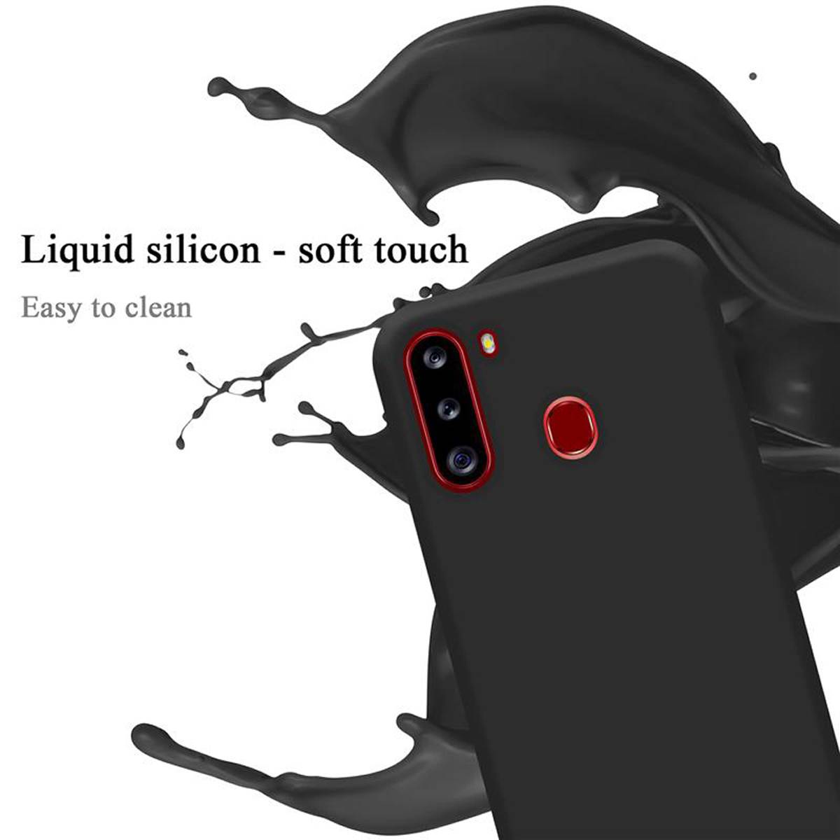 Cadorabo Schutzhülle für Samsung Galaxy A21 Hülle in Schwarz Handyhülle Case Cover TPU Etui