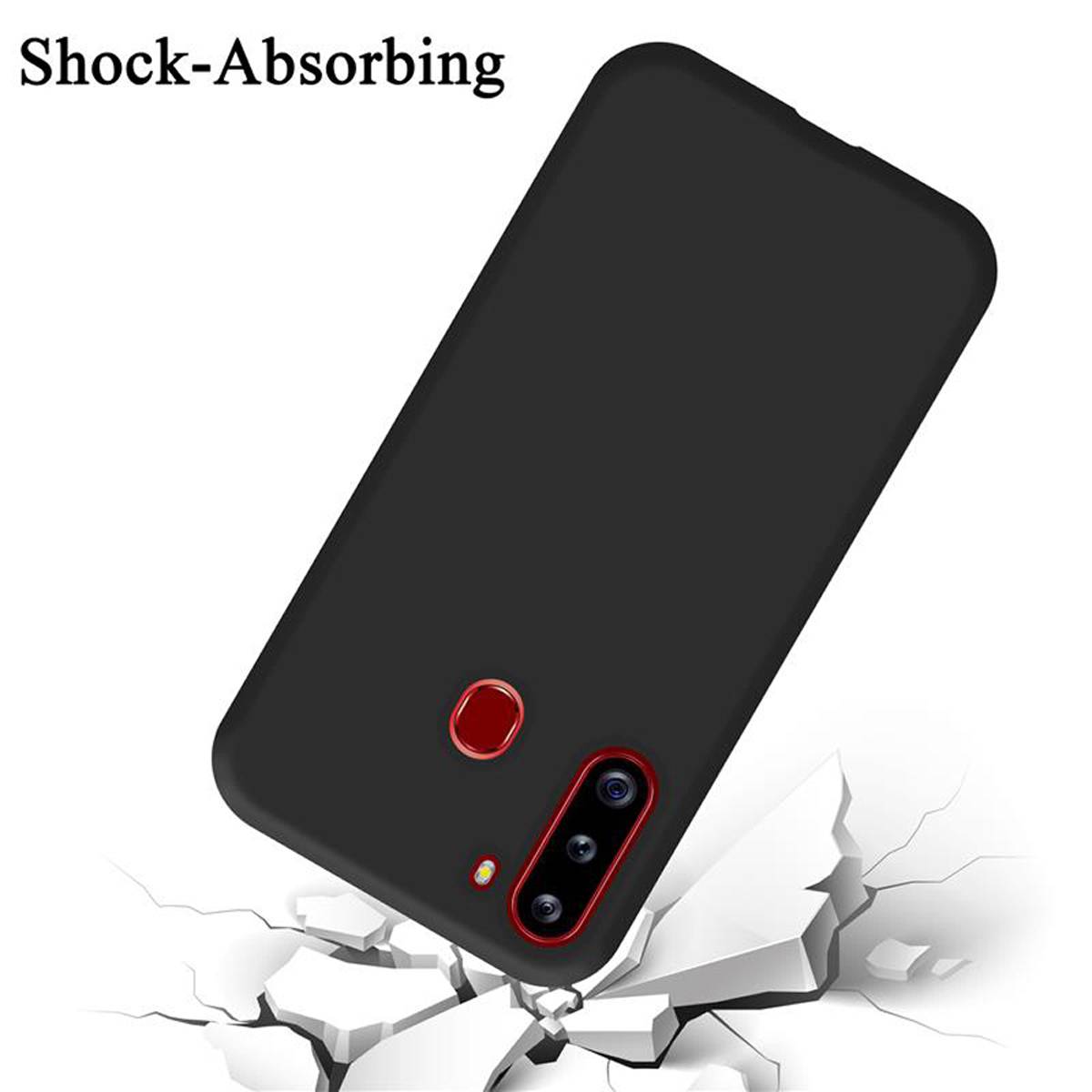 Cadorabo Schutzhülle für Samsung Galaxy A21 Hülle in Schwarz Handyhülle Case Cover TPU Etui