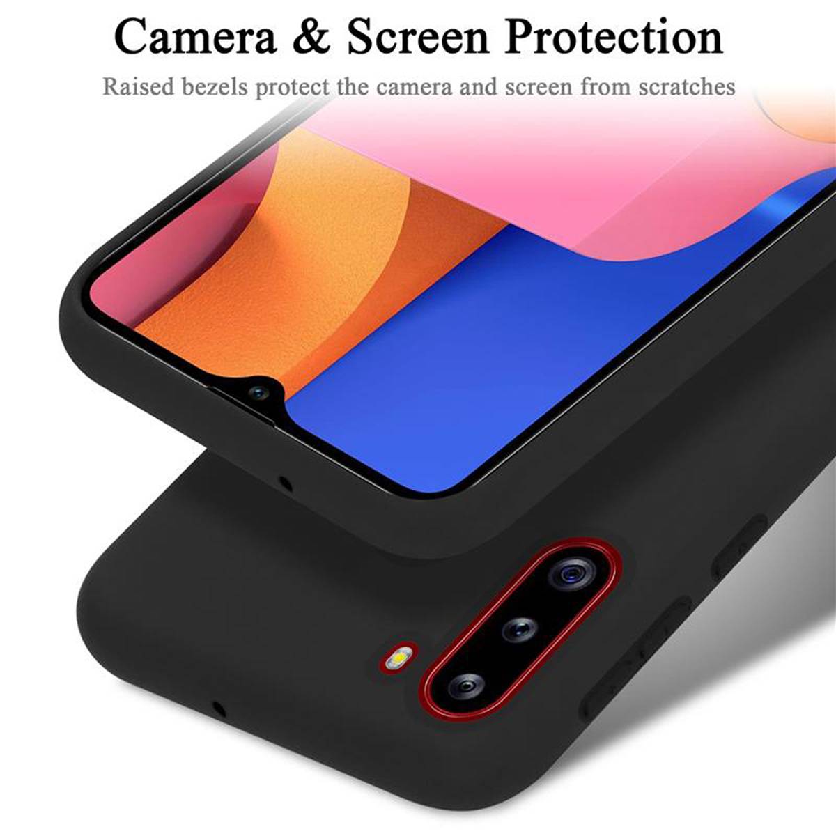 Cadorabo Schutzhülle für Samsung Galaxy A21 Hülle in Schwarz Handyhülle Case Cover TPU Etui