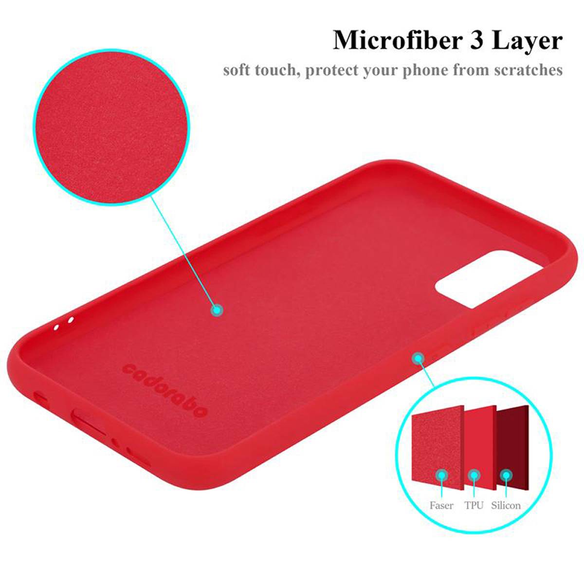 Cadorabo Schutzhülle für Samsung Galaxy A41 Hülle in Rot Handyhülle Case Cover TPU Etui