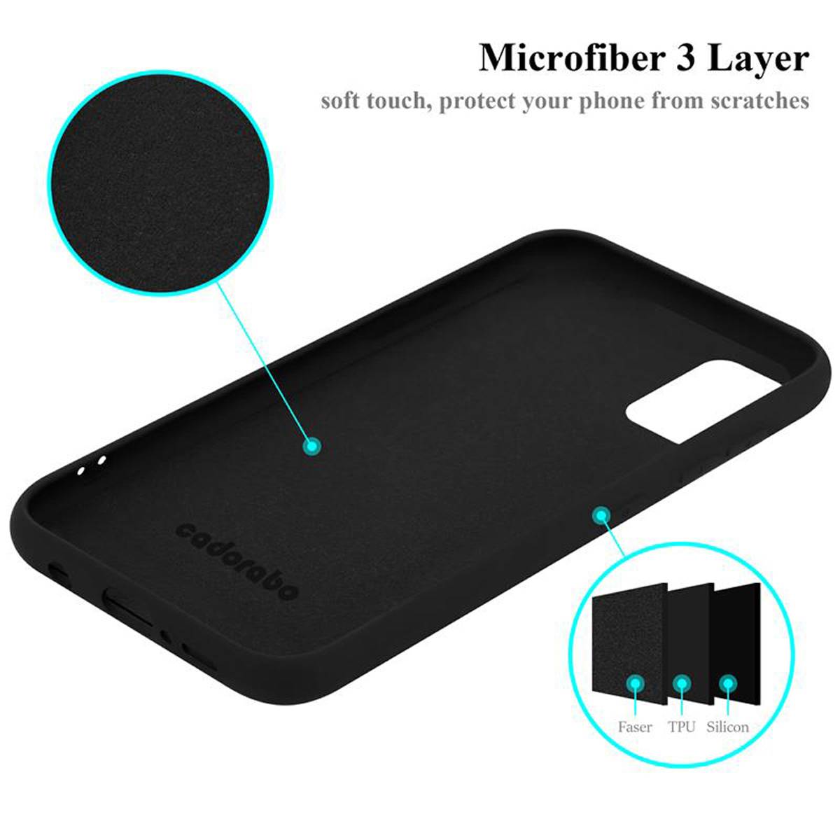 Cadorabo Schutzhülle für Samsung Galaxy A41 Hülle in Schwarz Handyhülle Case Cover TPU Etui