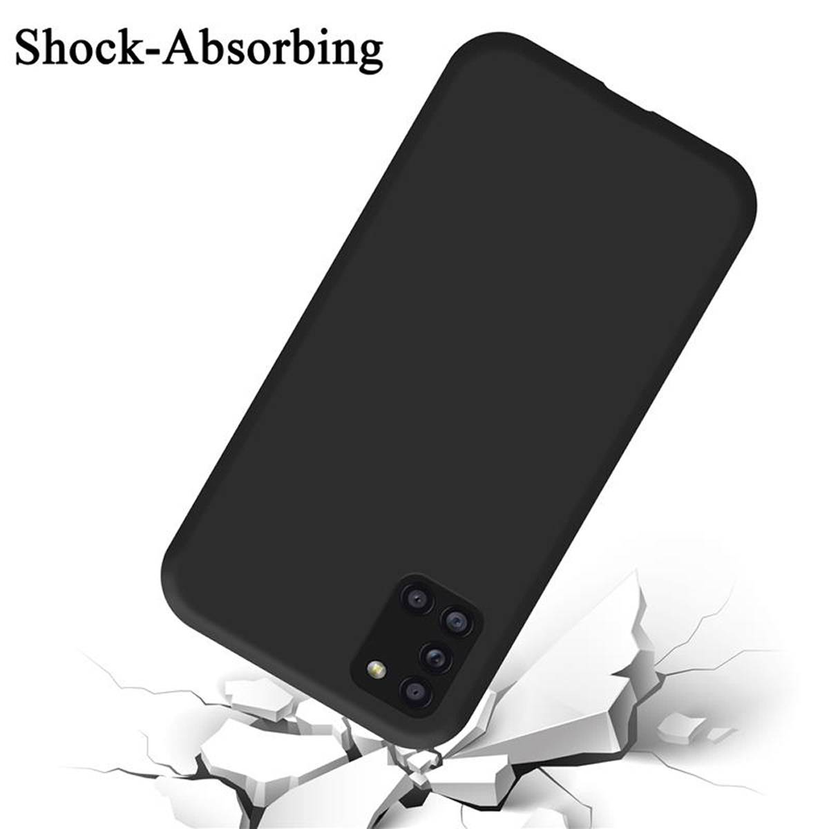 Cadorabo Schutzhülle für Samsung Galaxy A31 Hülle in Schwarz Handyhülle Case Cover TPU Etui