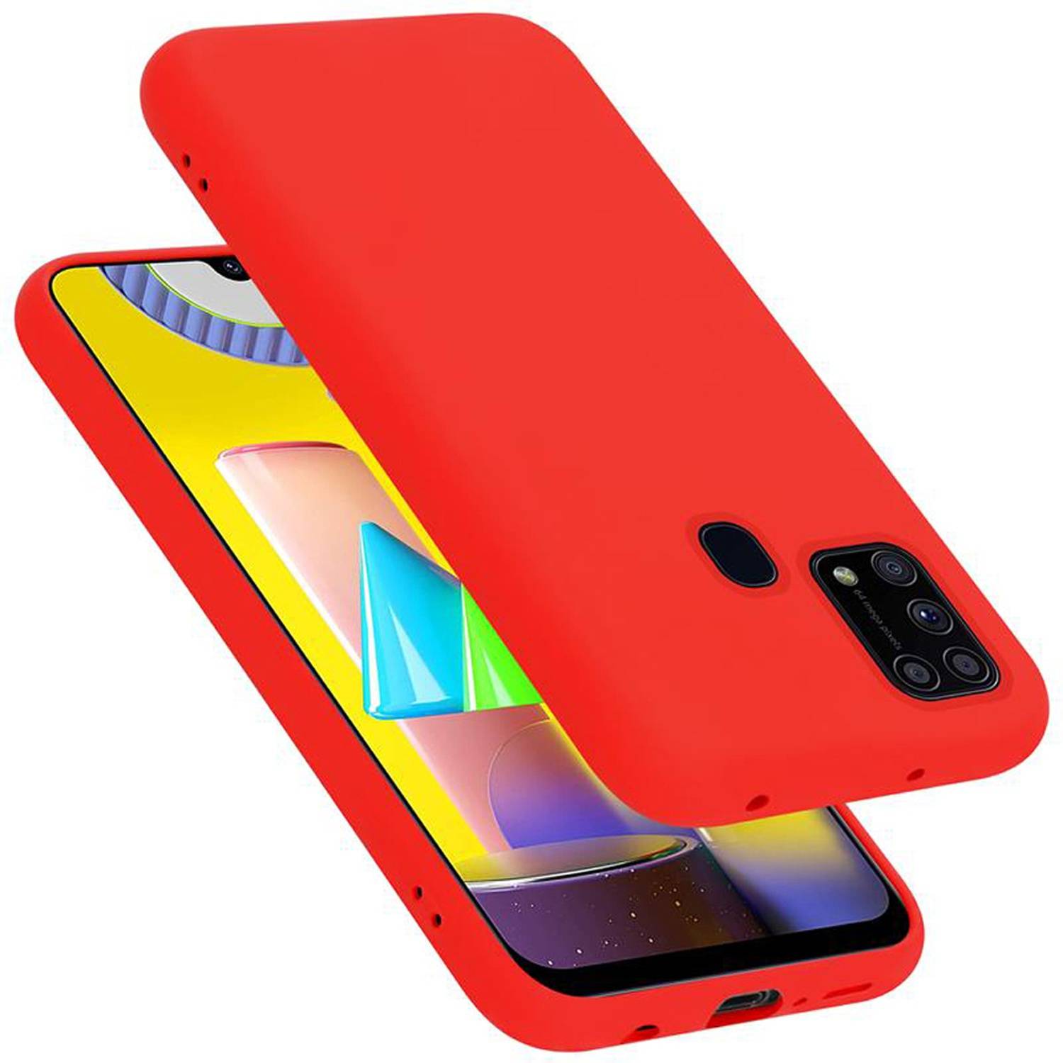 Cadorabo Schutzhülle für Samsung Galaxy M31 Hülle in Rot Handyhülle Case Cover TPU Etui
