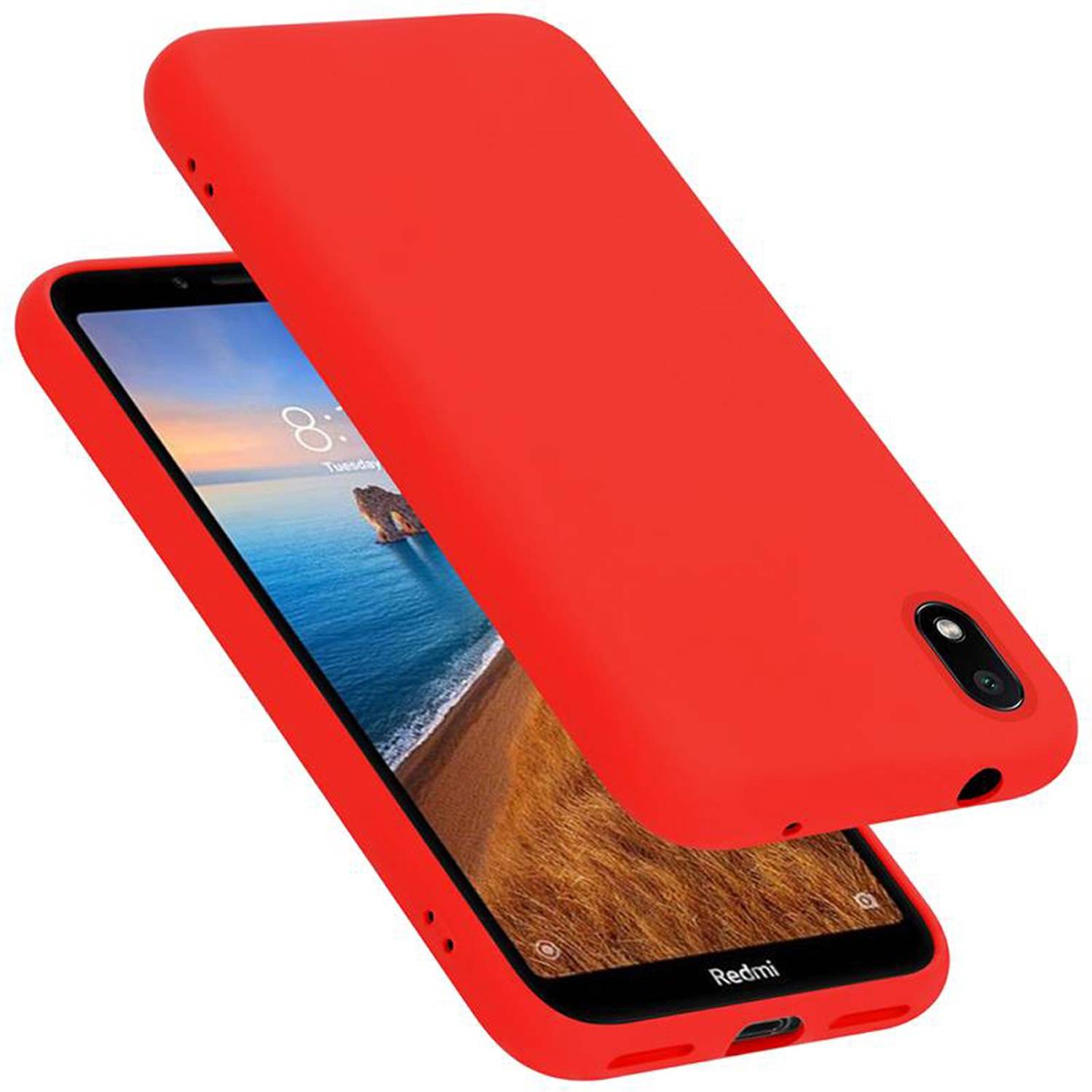 Cadorabo Schutzhülle für Xiaomi RedMi 7A Hülle in Rot Handyhülle Case Cover TPU Etui
