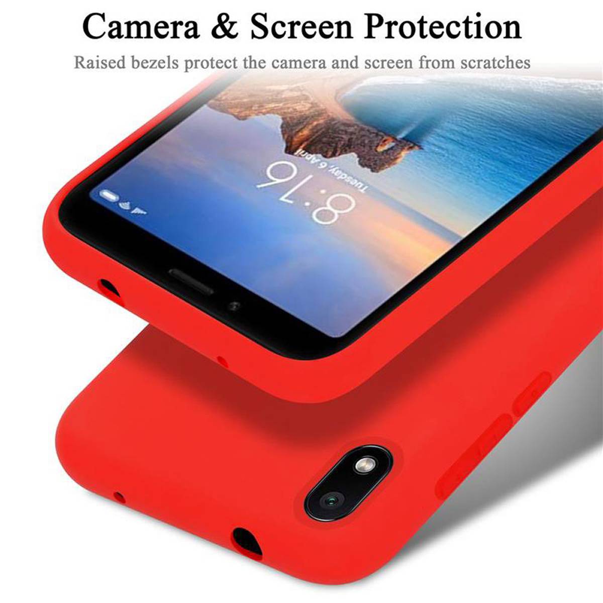 Cadorabo Schutzhülle für Xiaomi RedMi 7A Hülle in Rot Handyhülle Case Cover TPU Etui