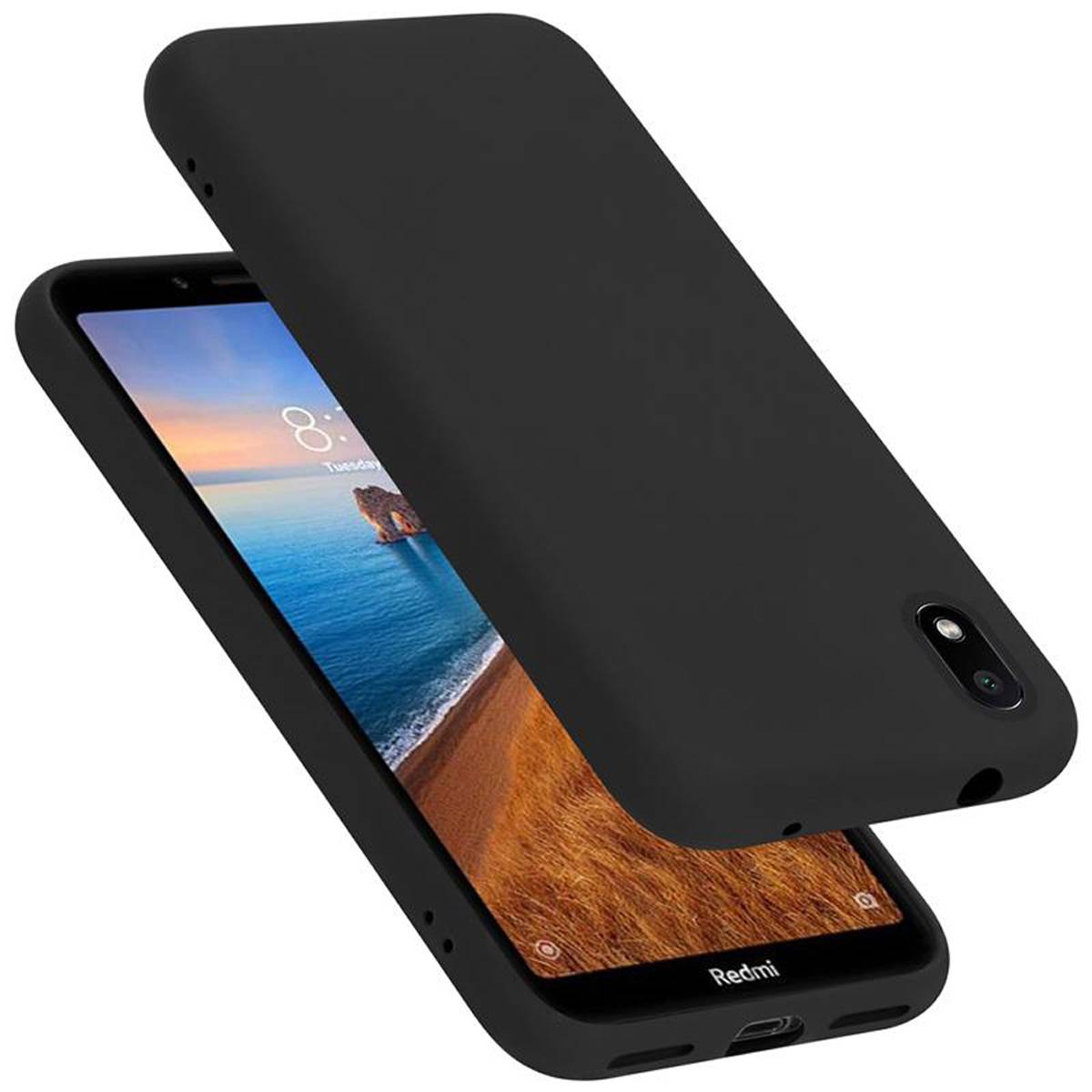 Cadorabo Schutzhülle für Xiaomi RedMi 7A Hülle in Schwarz Handyhülle Case Cover TPU Etui