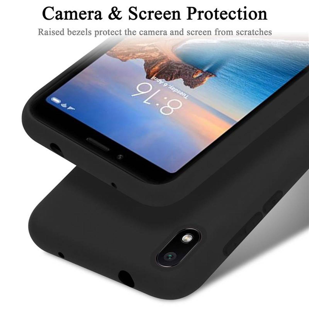 Cadorabo Schutzhülle für Xiaomi RedMi 7A Hülle in Schwarz Handyhülle Case Cover TPU Etui