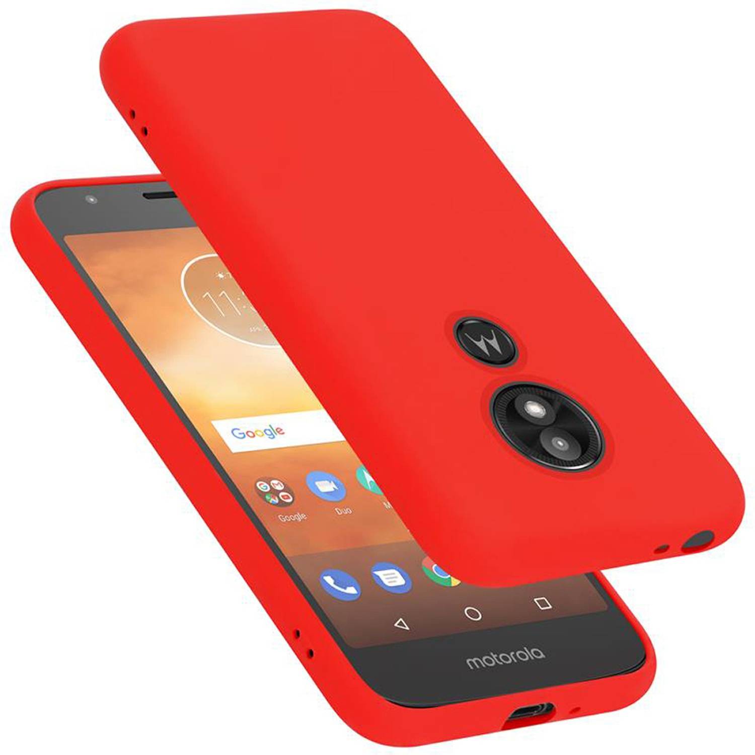Cadorabo Schutzhülle für Motorola MOTO E5 PLAY GO Hülle in Rot Handyhülle Case Cover TPU Etui