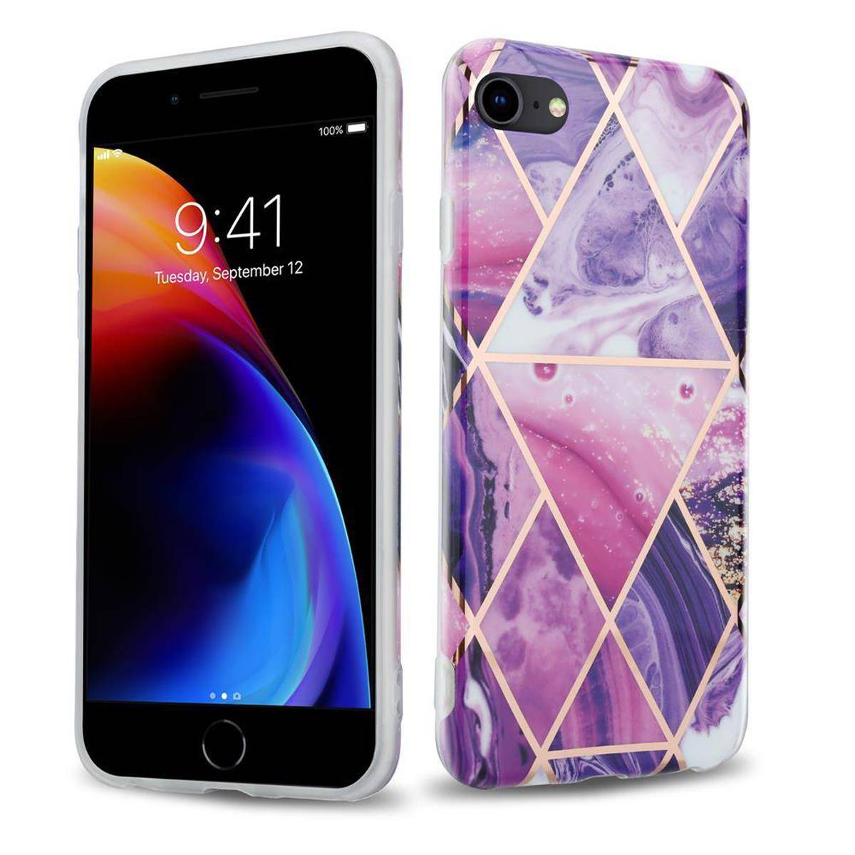 Cadorabo Schutzhülle für Apple iPhone 7 / 7S / 8 / SE 2020 Hülle in Lila TPU Handyhülle Etui Case Cover