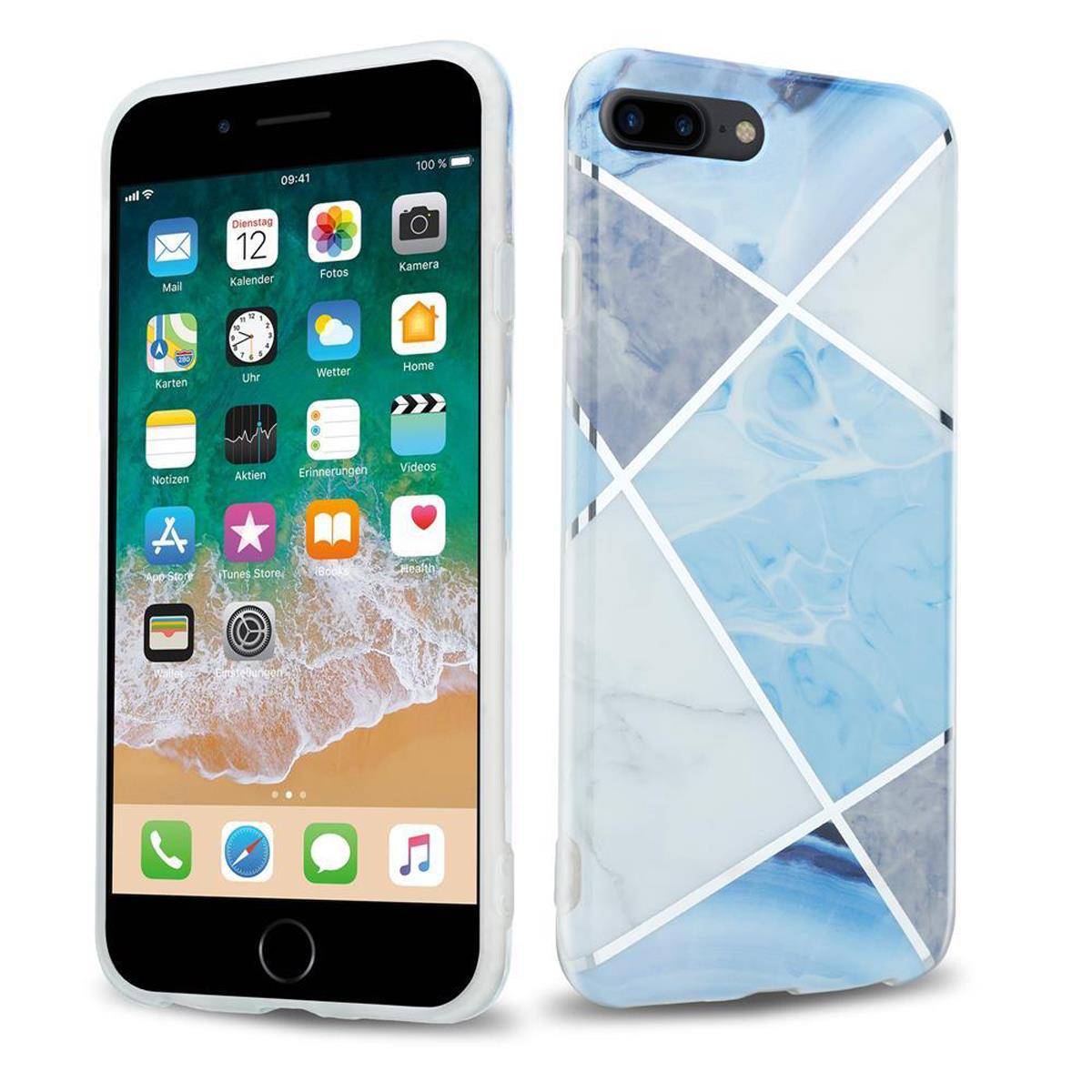 Cadorabo Schutzhülle für Apple iPhone 7 PLUS / 7S PLUS / 8 PLUS Hülle in Blau TPU Handyhülle Etui Case Cover