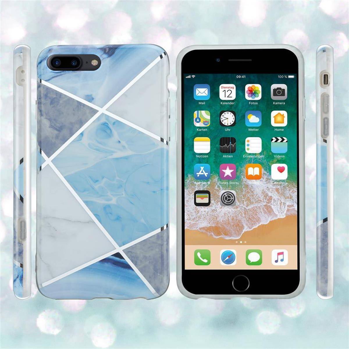 Cadorabo Schutzhülle für Apple iPhone 7 PLUS / 7S PLUS / 8 PLUS Hülle in Blau TPU Handyhülle Etui Case Cover