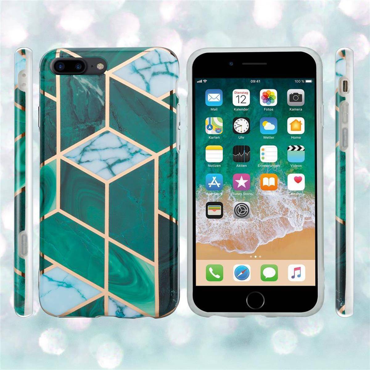 Cadorabo Schutzhülle für Apple iPhone 7 PLUS / 7S PLUS / 8 PLUS Hülle in Grün TPU Handyhülle Etui Case Cover