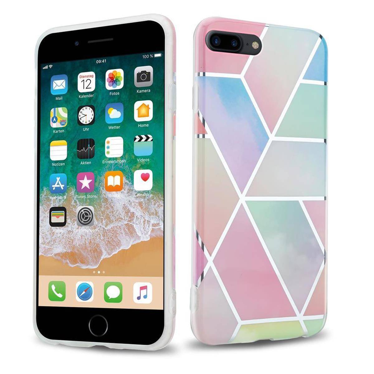 Cadorabo Schutzhülle für Apple iPhone 7 PLUS / 7S PLUS / 8 PLUS Hülle in Rosa TPU Handyhülle Etui Case Cover