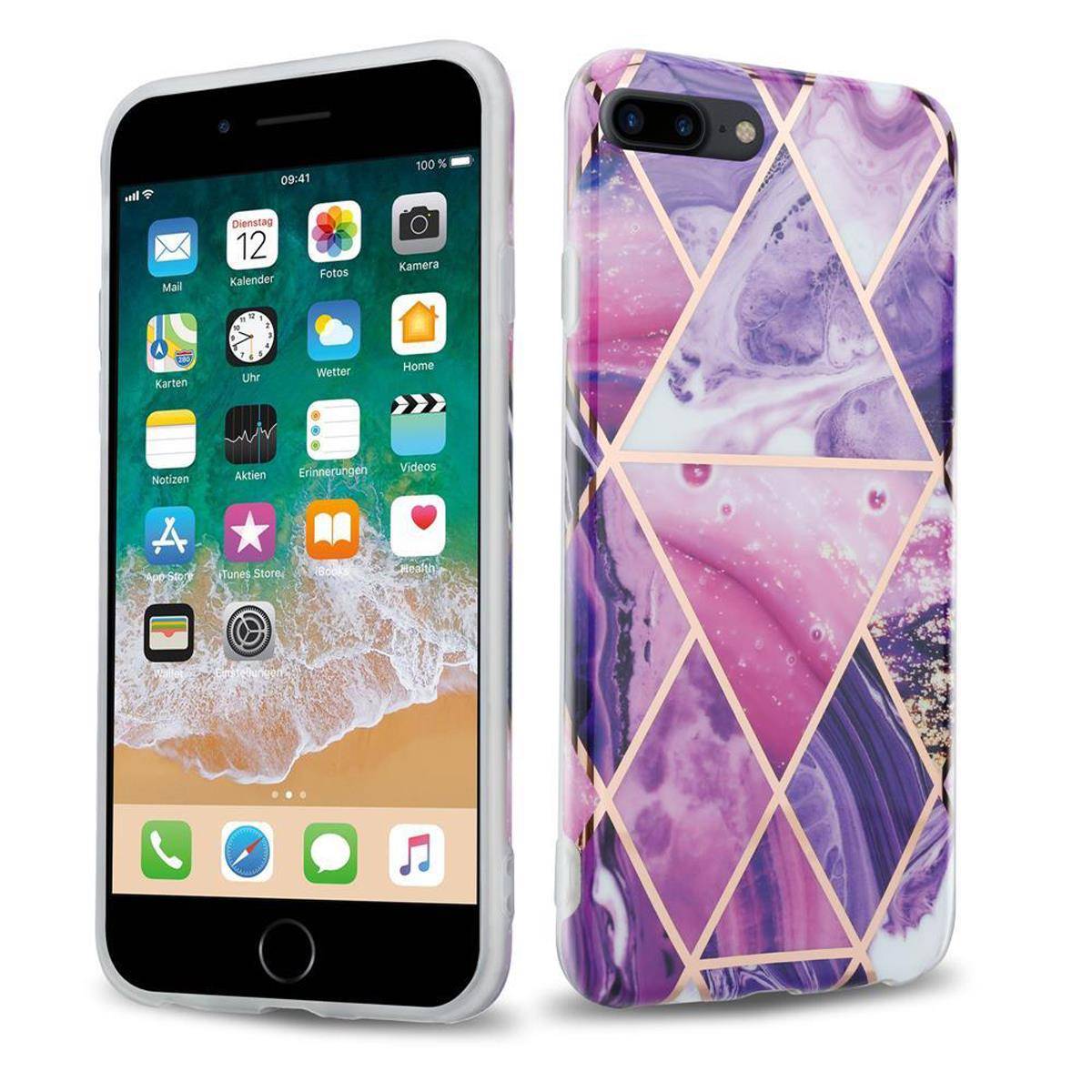 Cadorabo Schutzhülle für Apple iPhone 7 PLUS / 7S PLUS / 8 PLUS Hülle in Lila TPU Handyhülle Etui Case Cover