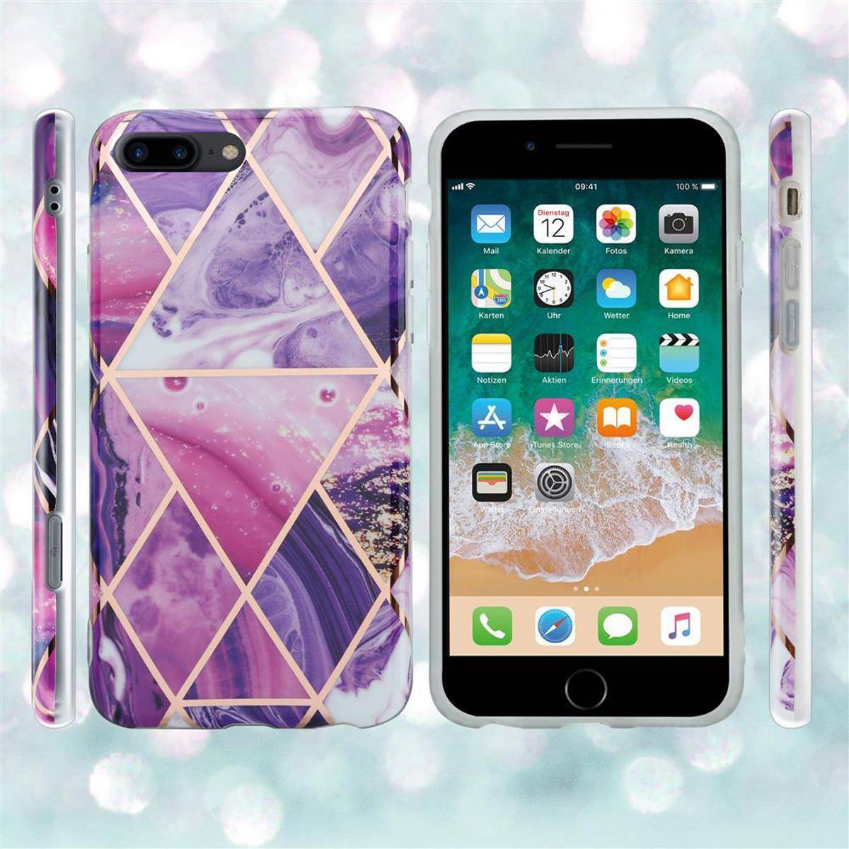 Cadorabo Schutzhülle für Apple iPhone 7 PLUS / 7S PLUS / 8 PLUS Hülle in Lila TPU Handyhülle Etui Case Cover