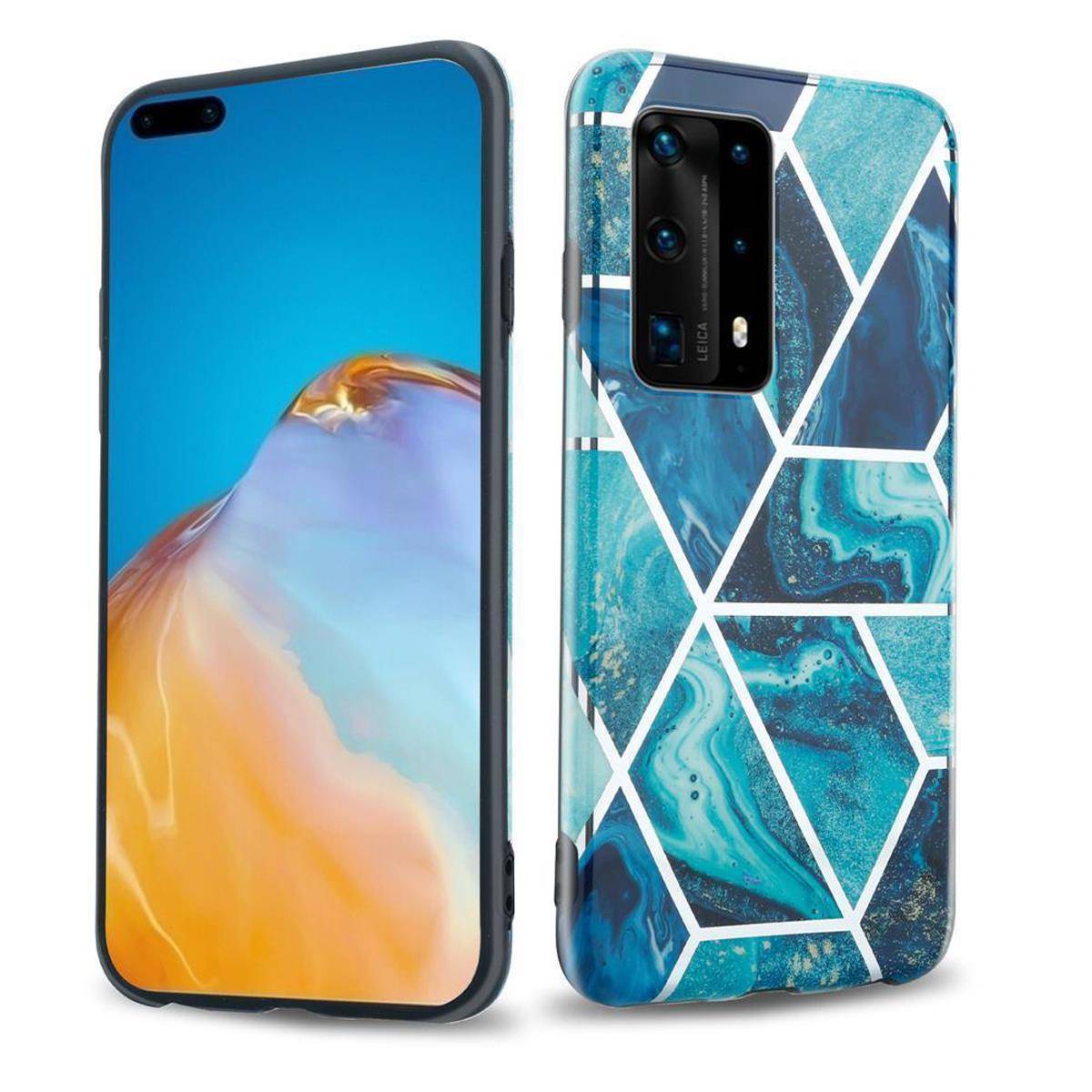Cadorabo Schutzhülle für Huawei P40 Hülle in Blau TPU Handyhülle Etui Case Cover