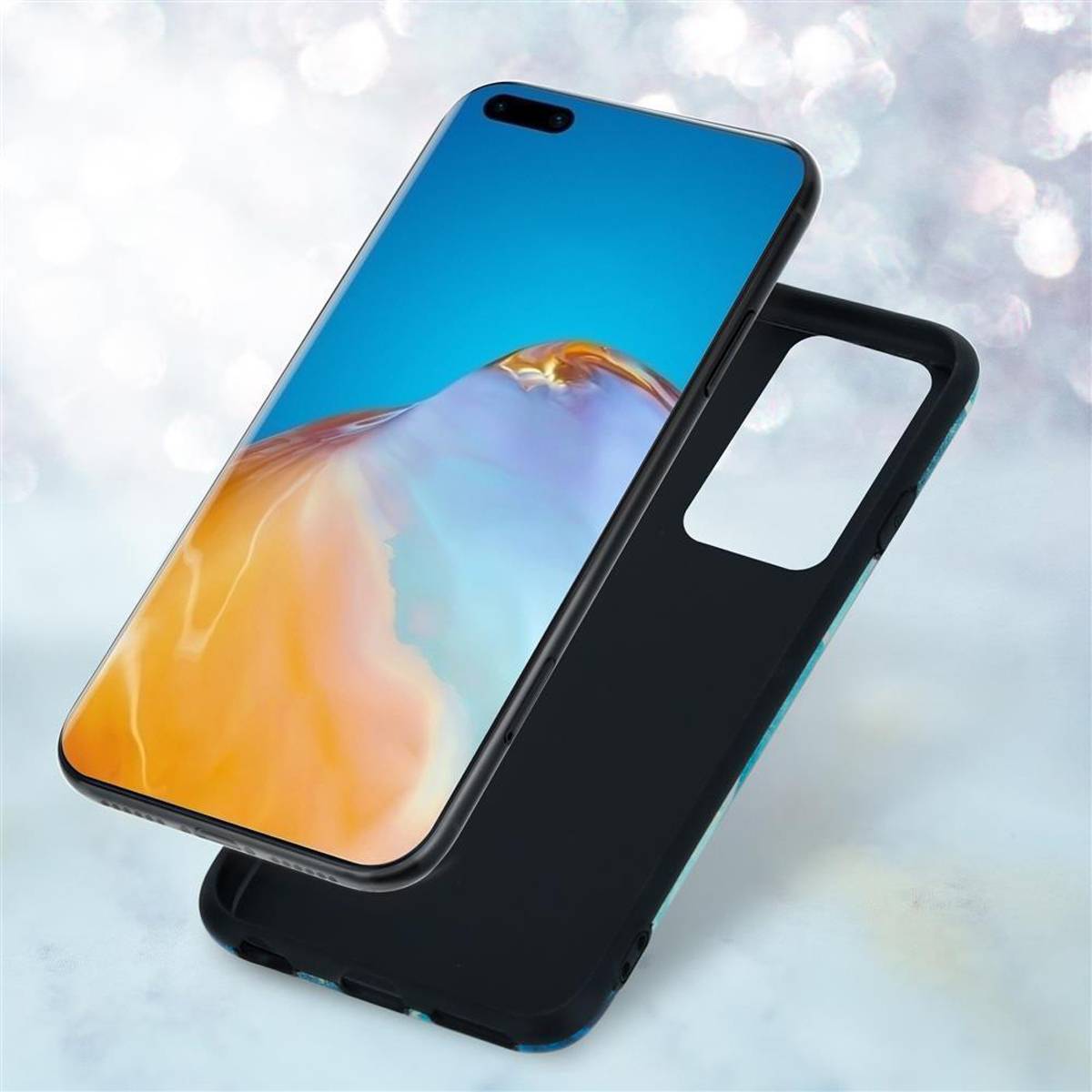 Cadorabo Schutzhülle für Huawei P40 Hülle in Blau TPU Handyhülle Etui Case Cover