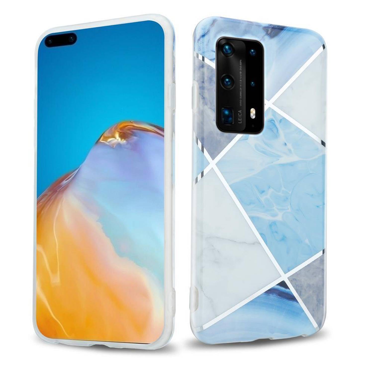 Cadorabo Schutzhülle für Huawei P40 PRO / P40 PRO+ Hülle in Blau TPU Handyhülle Etui Case Cover