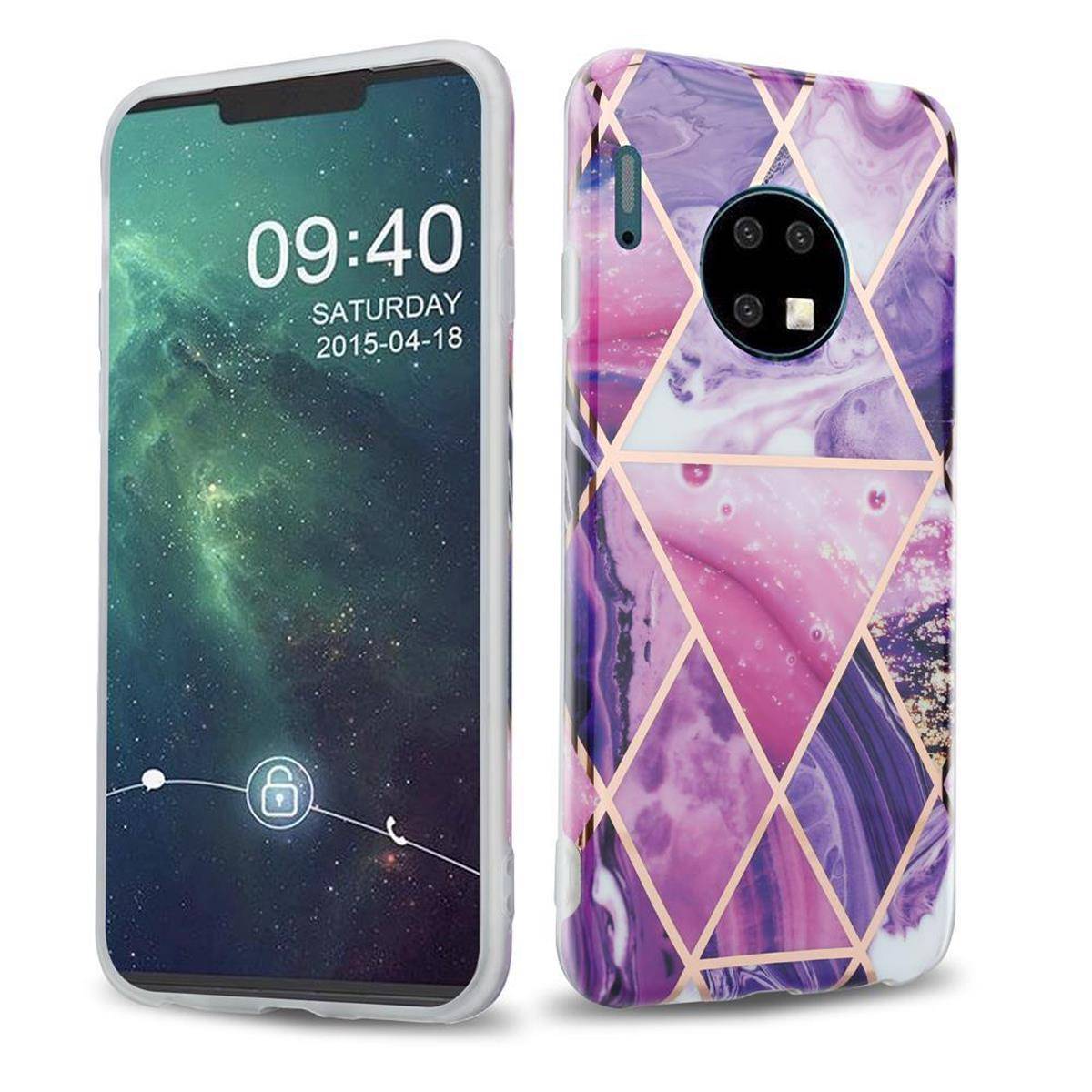 Cadorabo Schutzhülle für Huawei MATE 30 Hülle in Lila TPU Handyhülle Etui Case Cover