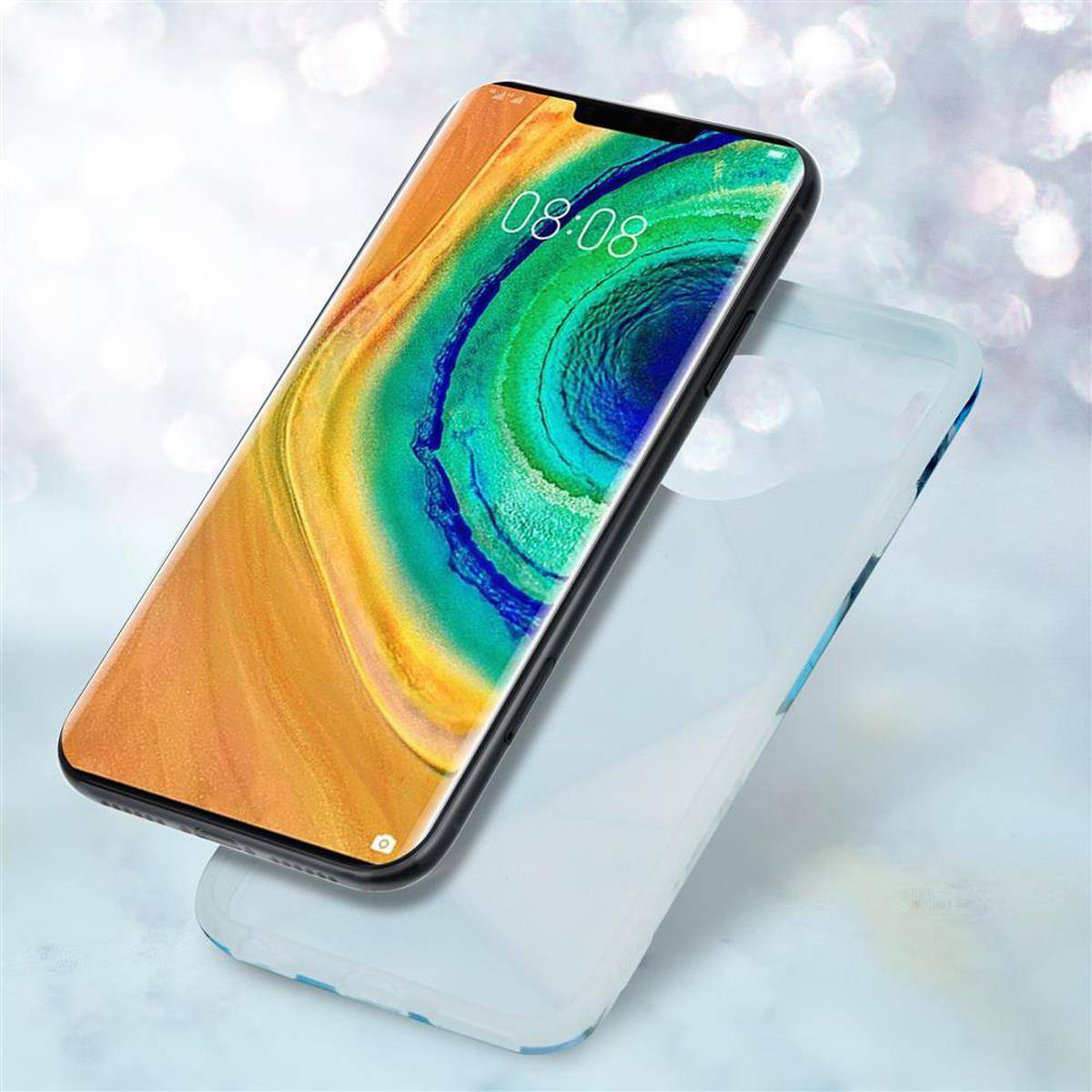 Cadorabo Schutzhülle für Huawei MATE 30 PRO Hülle in Blau TPU Handyhülle Etui Case Cover