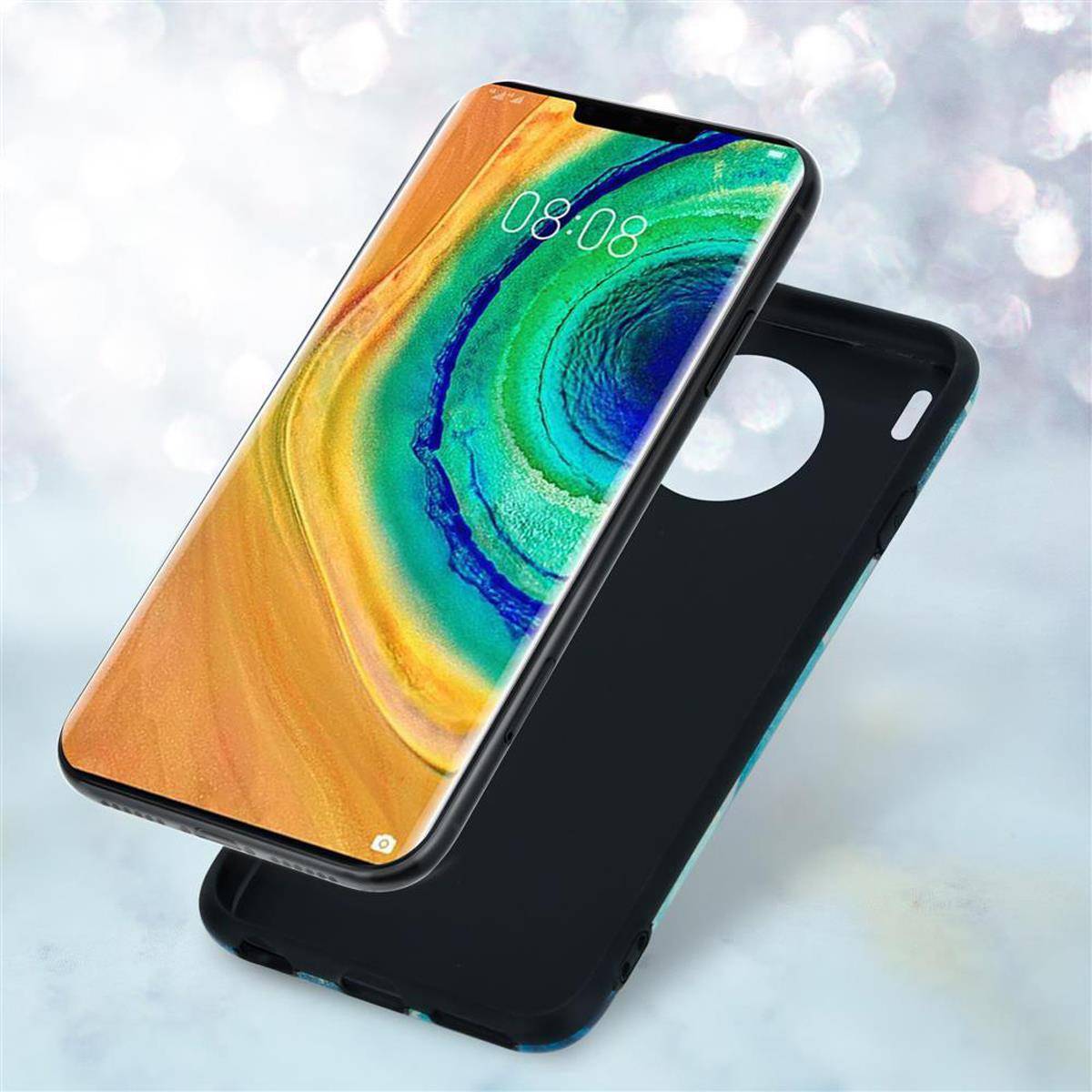 Cadorabo Schutzhülle für Huawei MATE 30 PRO Hülle in Blau TPU Handyhülle Etui Case Cover